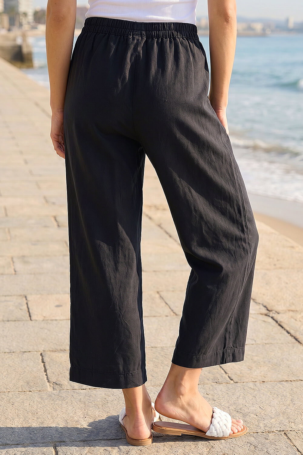 Black Tie Waist Detail Culottes, Image 4 of 4