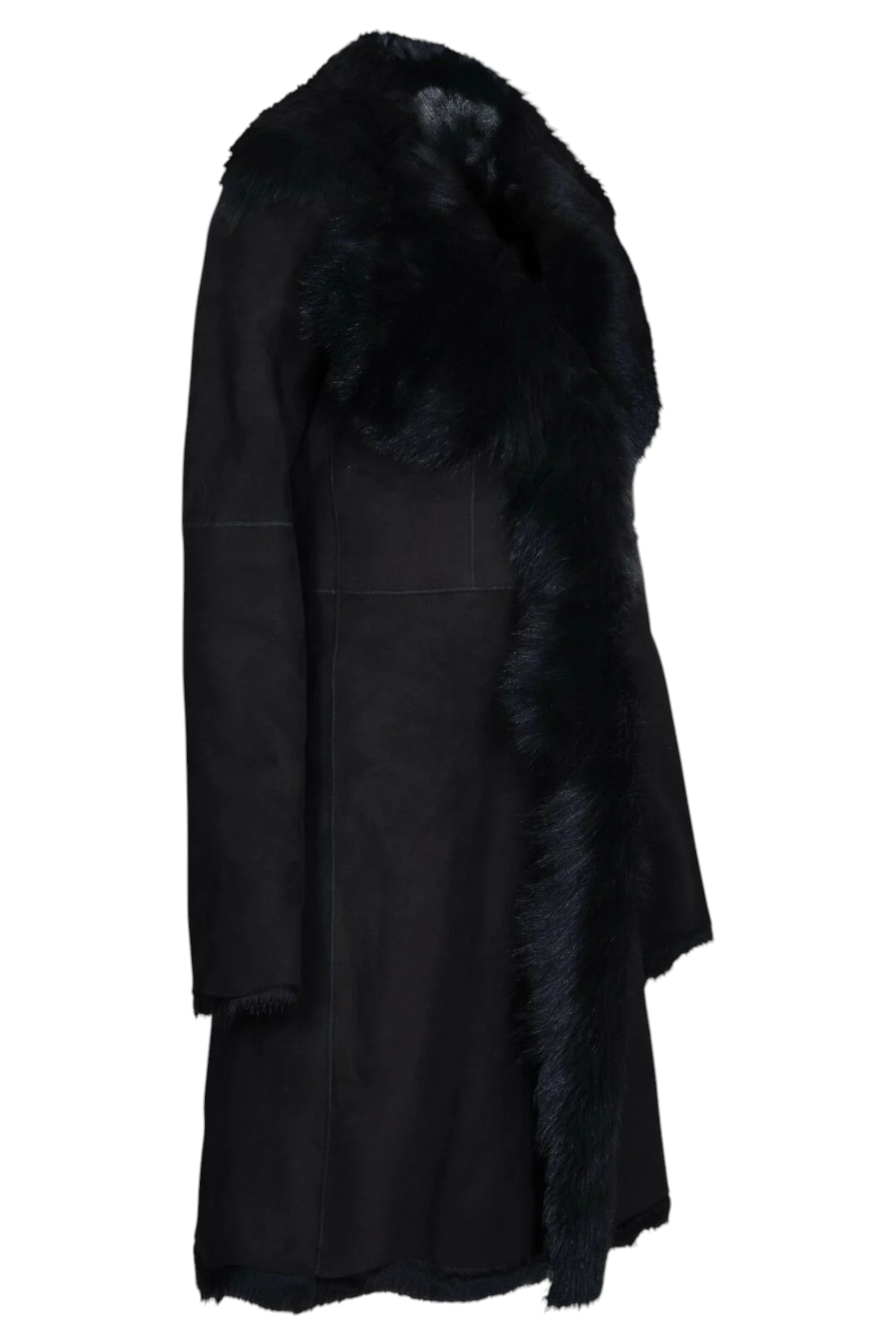 Black Toscana Sheep Suede Leather Trench Coat, Image 4 of 8