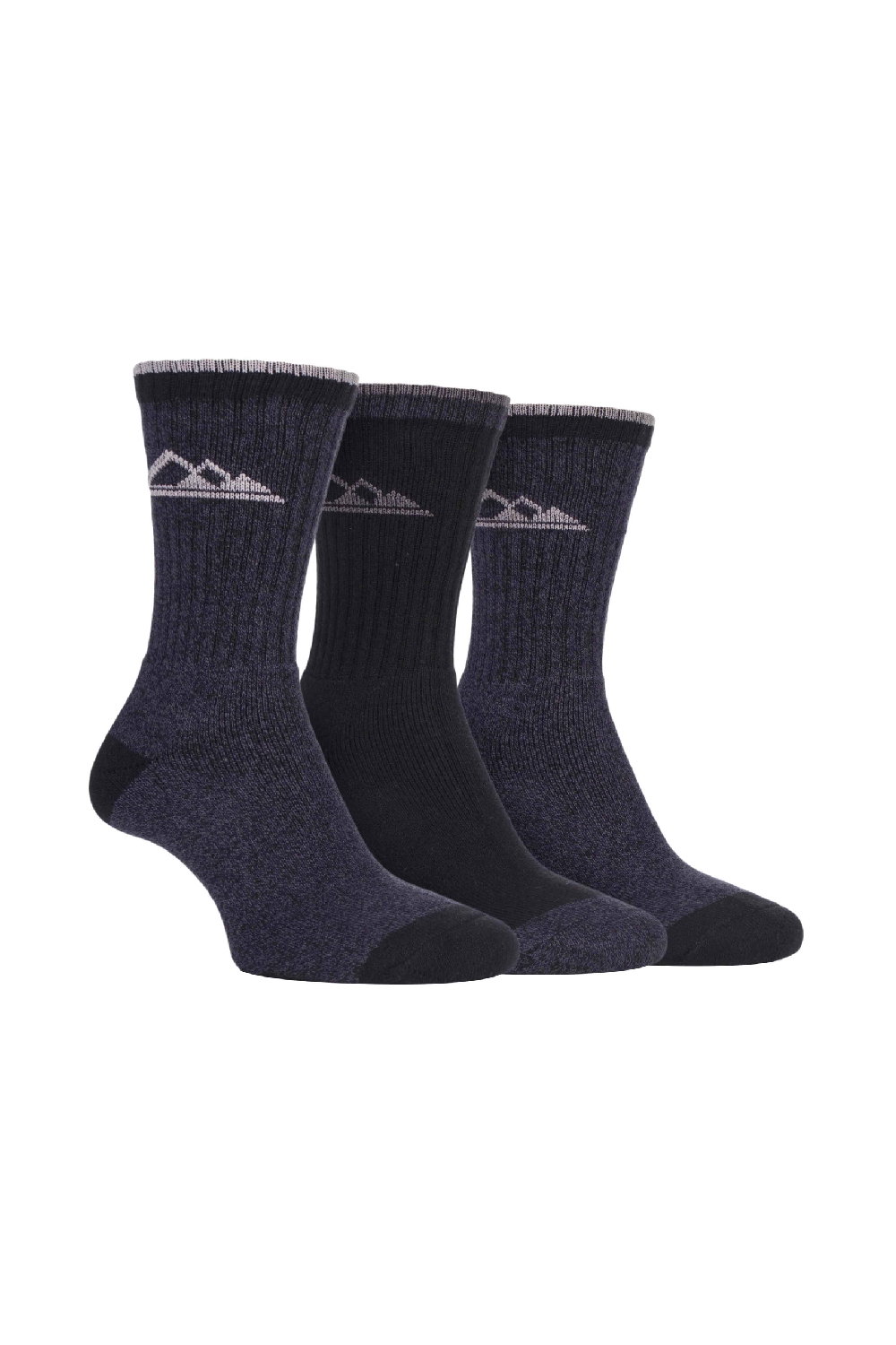 Black 3 Pack Lightweight Cotton Hiking Socks, Image 1 of 5