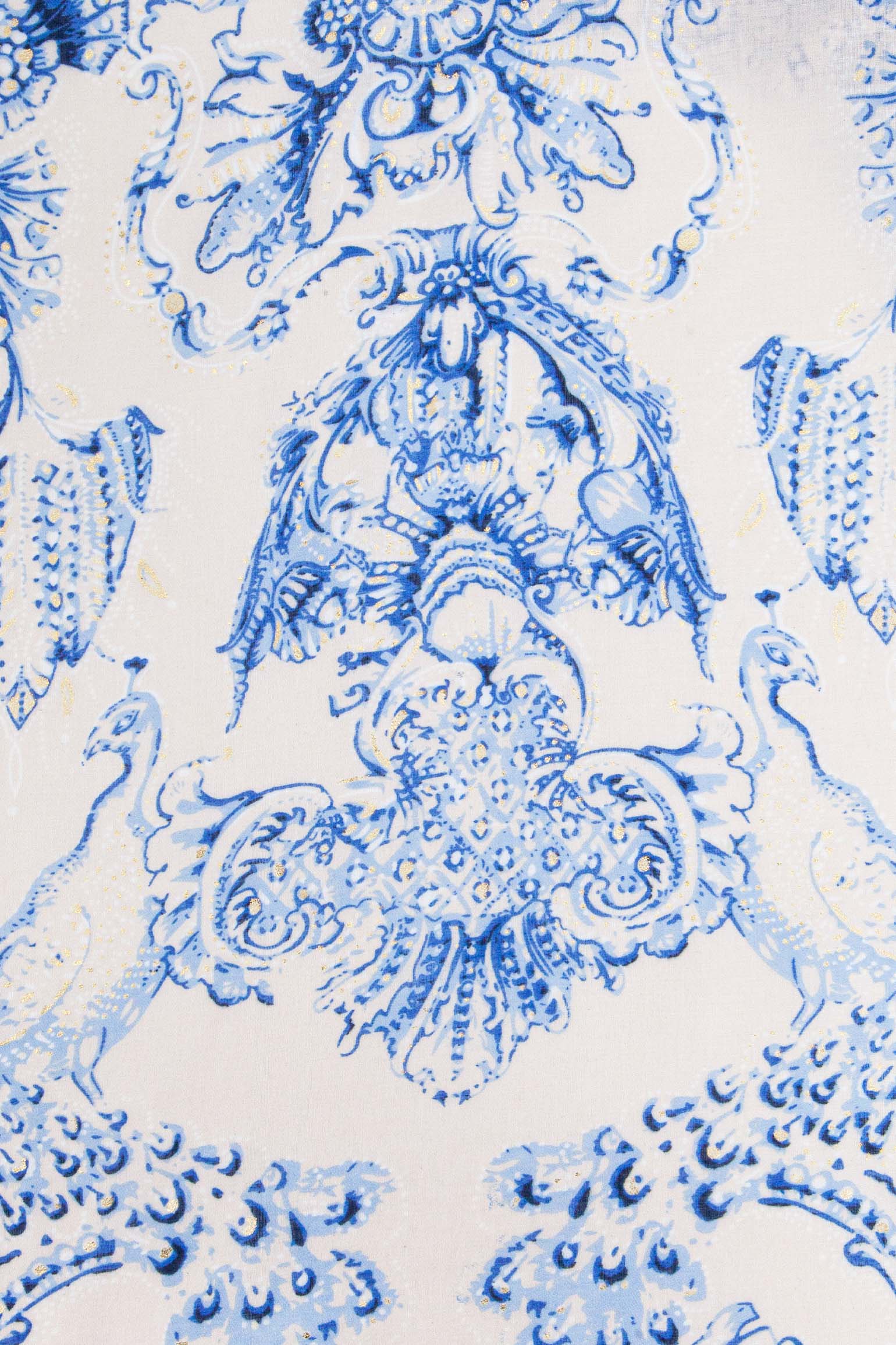 Blue Vintage Floral Lightweight Scarf, Image 3 of 4