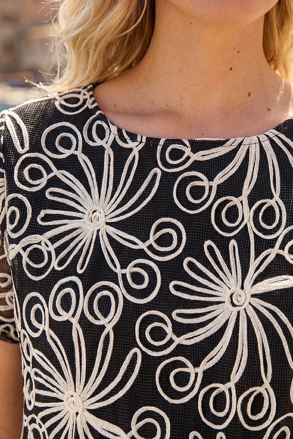 Black Embroidered Texture Top, Image 5 of 4