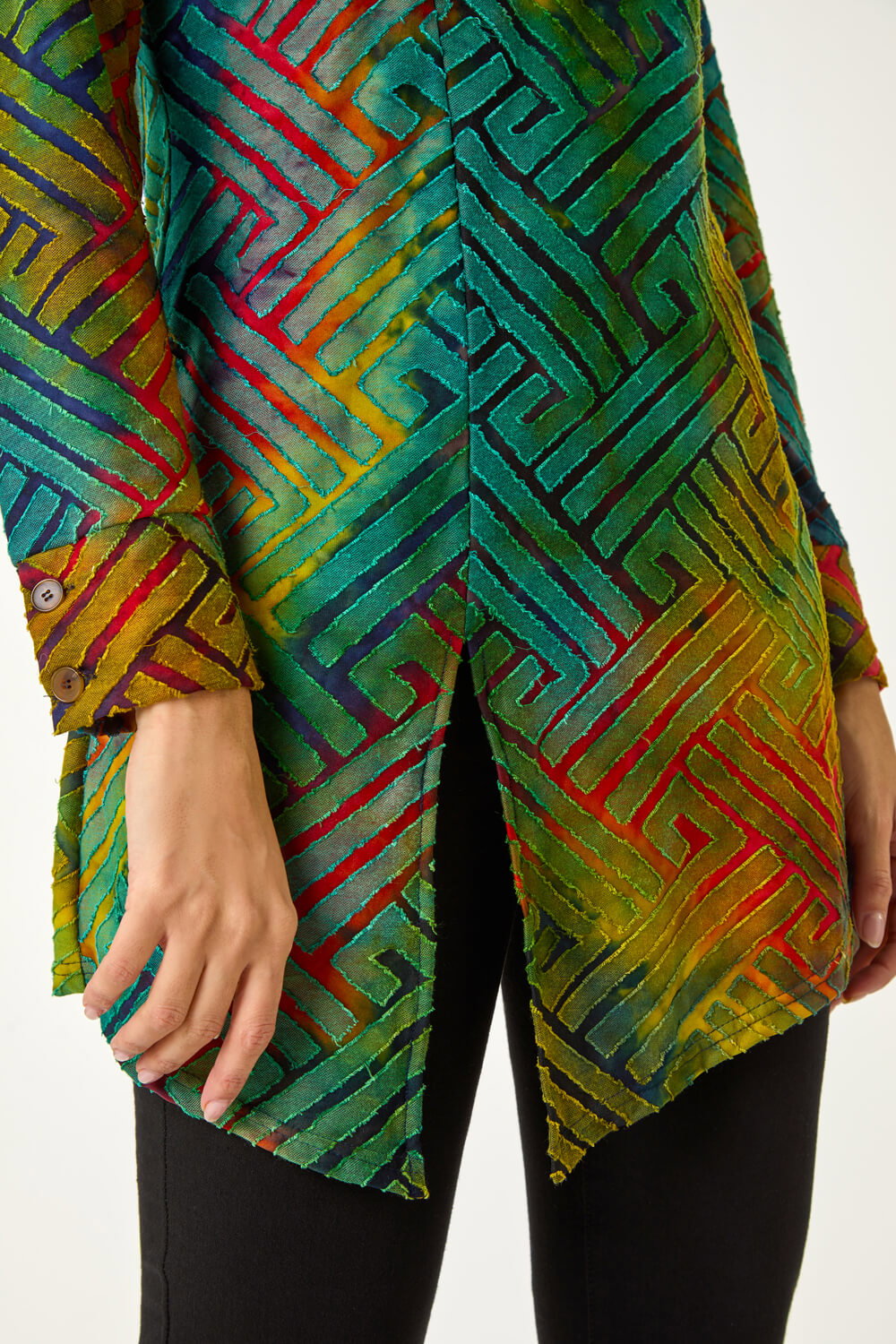 Red Geometric Textured Tunic, Image 6 of 5
