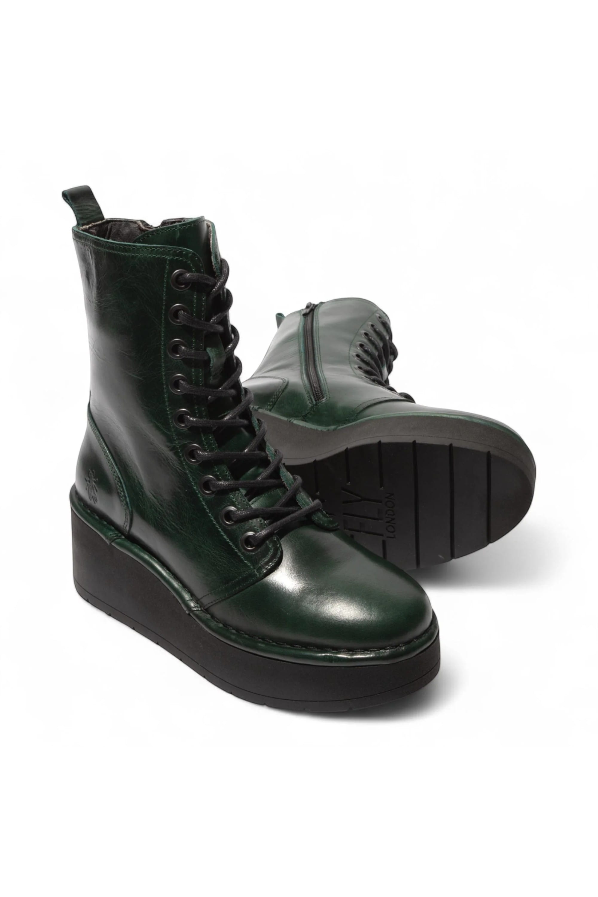 Dark Green Womens Soft Platform Ankle Boots-HAIT273, Image 5 of 5