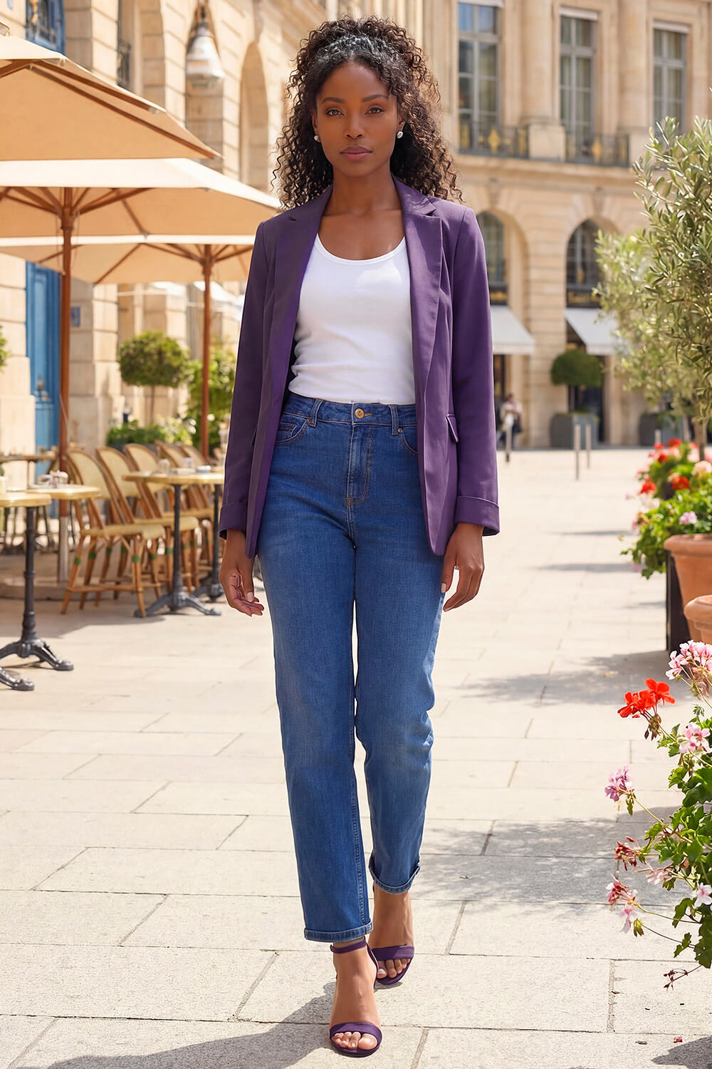 Purple Tailored Collar & Revere Blazer, Image 3 of 4