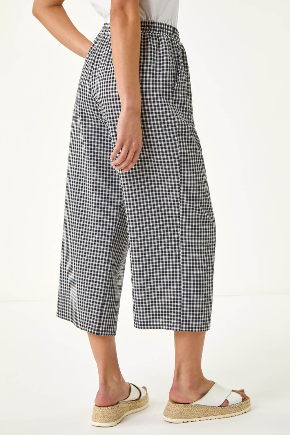Black Petite Gingham Stretch Cropped Trouser , Image 4 of 5