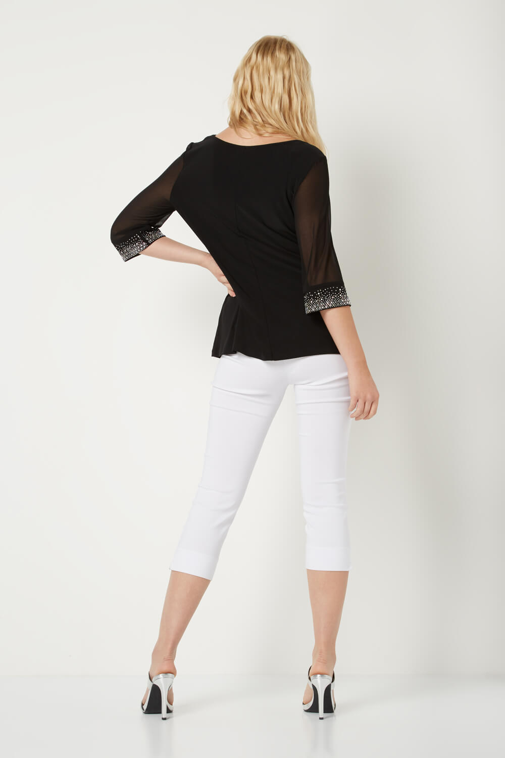 Black Embellished Cuff Top, Image 3 of 4