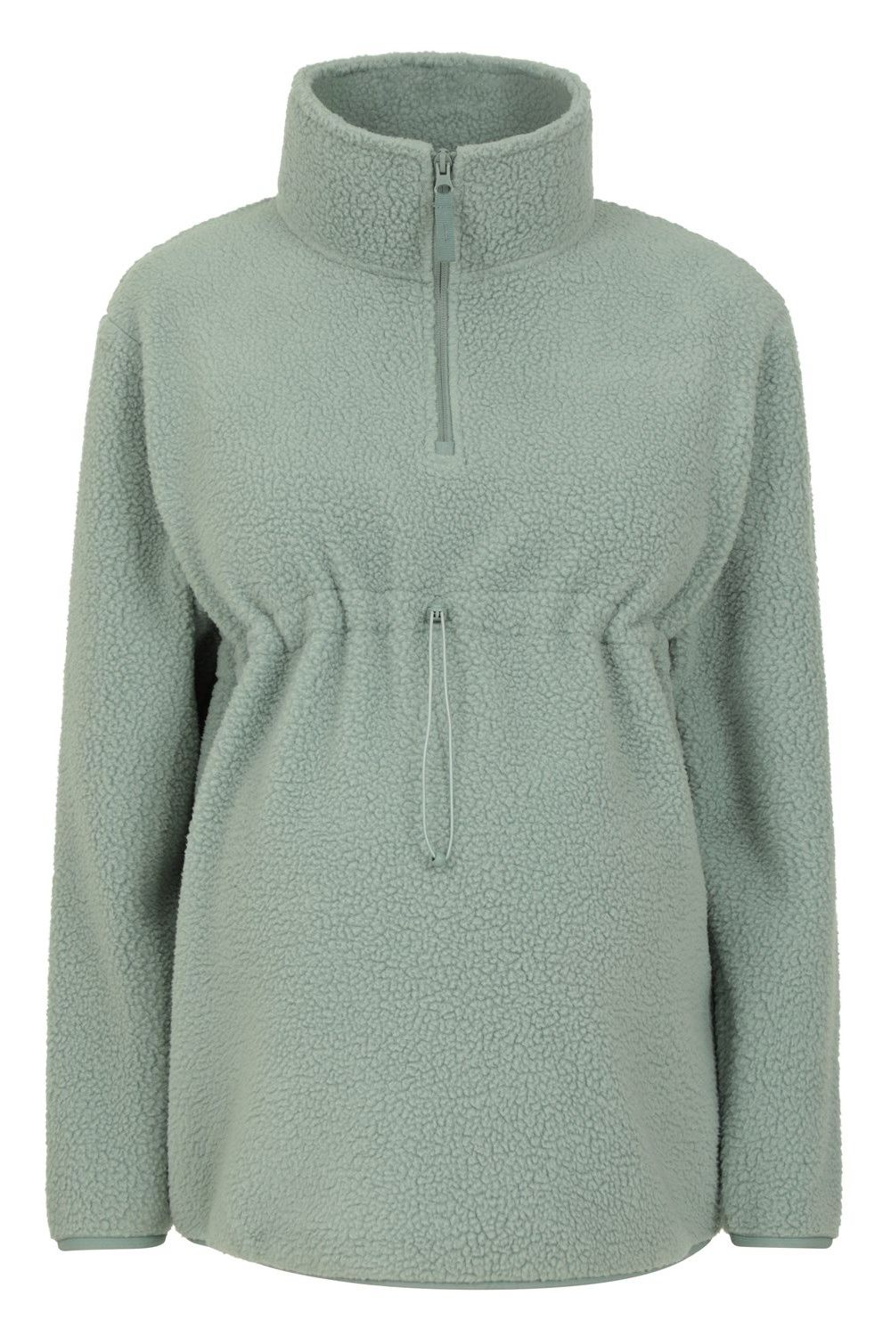 Khaki Cosy Sherpa Half Zip Maternity Fleece Top, Image 1 of 6