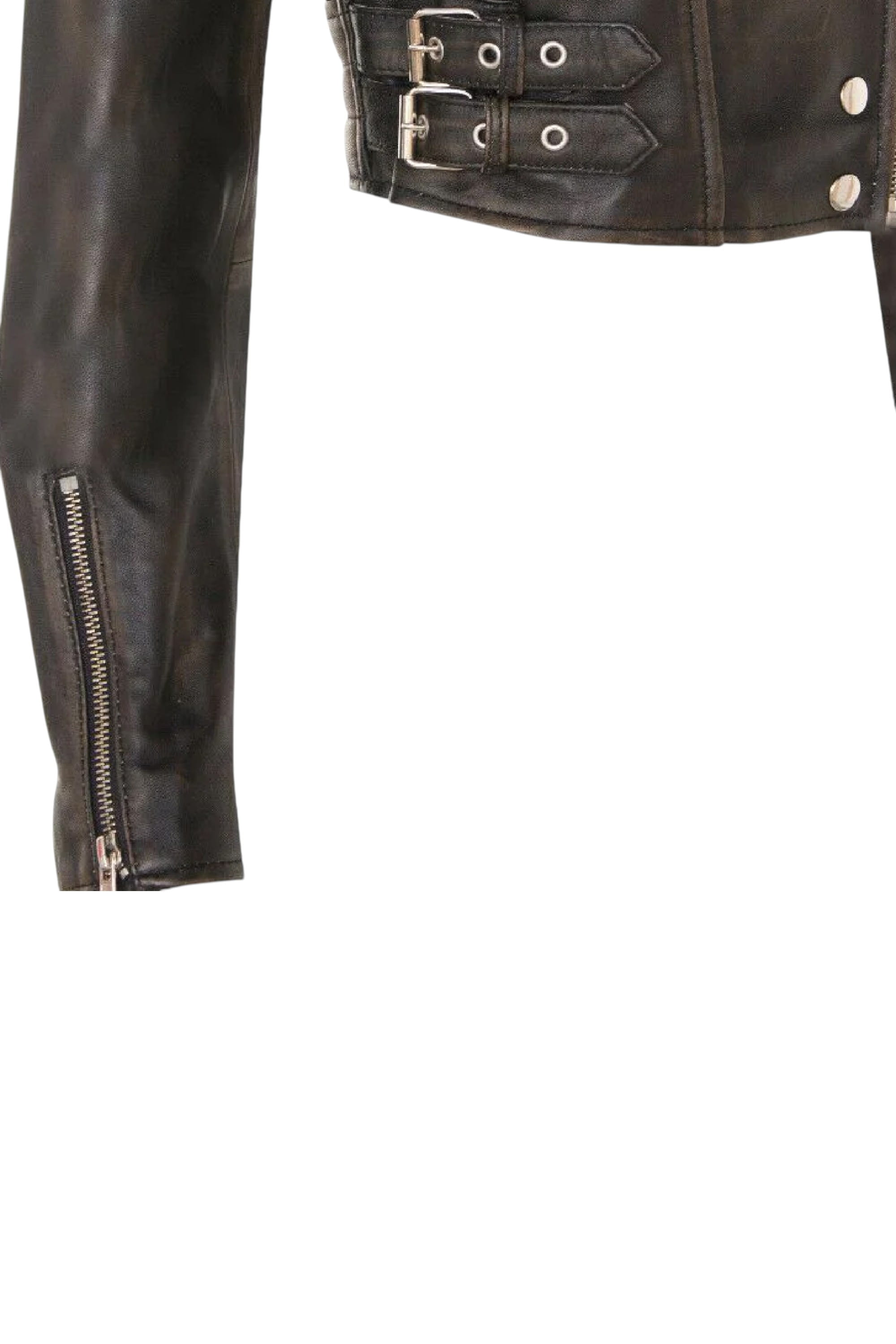 Tortoishell Infinity Leather Tortoishell Brando Cropped Leather Jacket-Longtown, Image 6 of 6