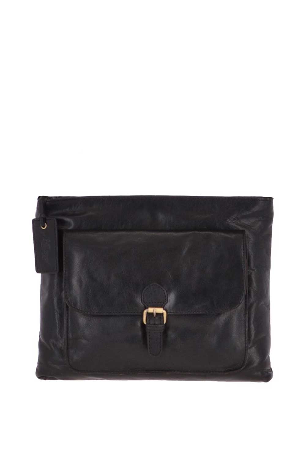 Black Real Leather Vintage Medium Shoulder Bag, Image 4 of 4