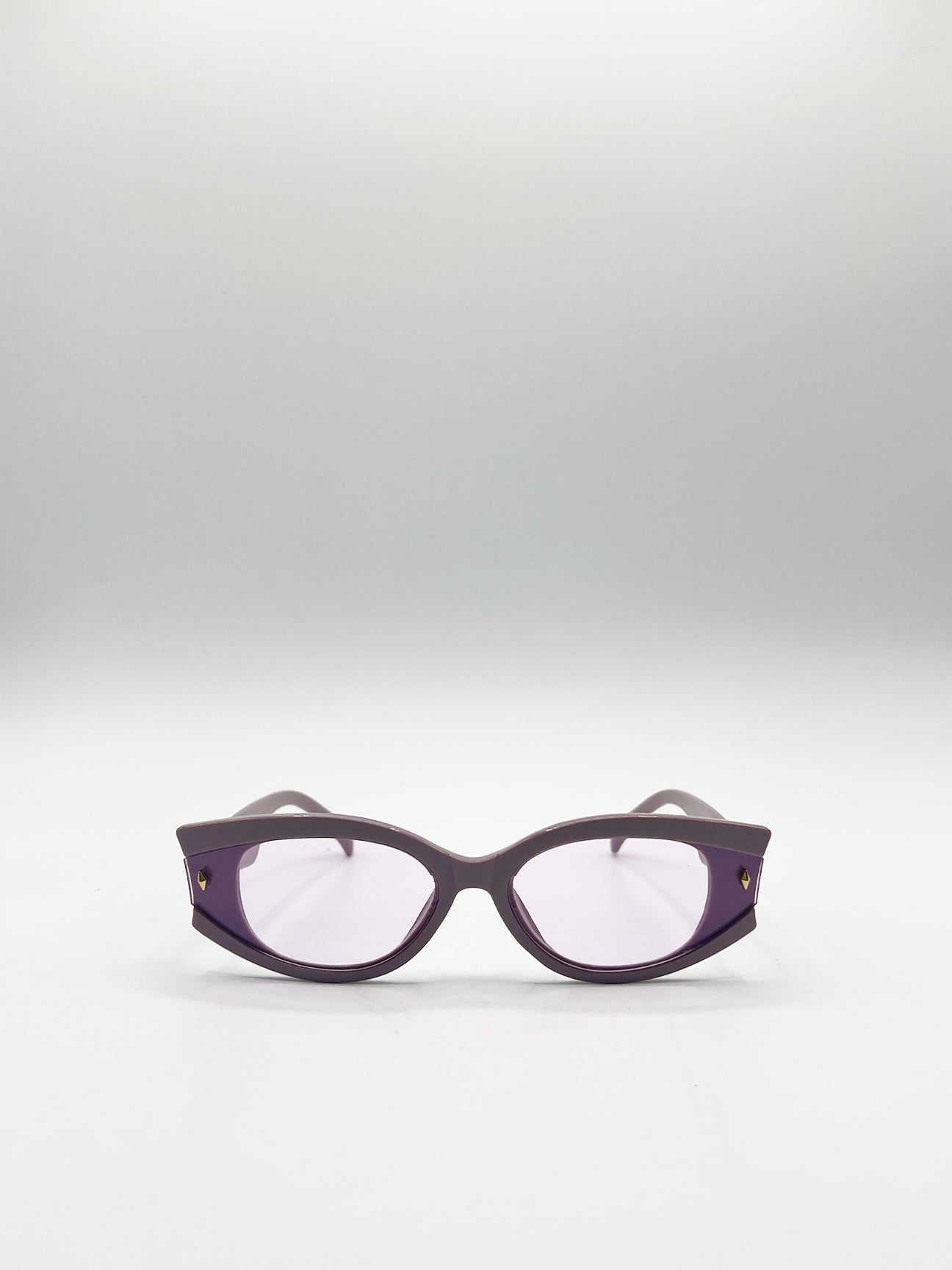 Purple Oval Rectangular Vintage Sunglasses In Purple