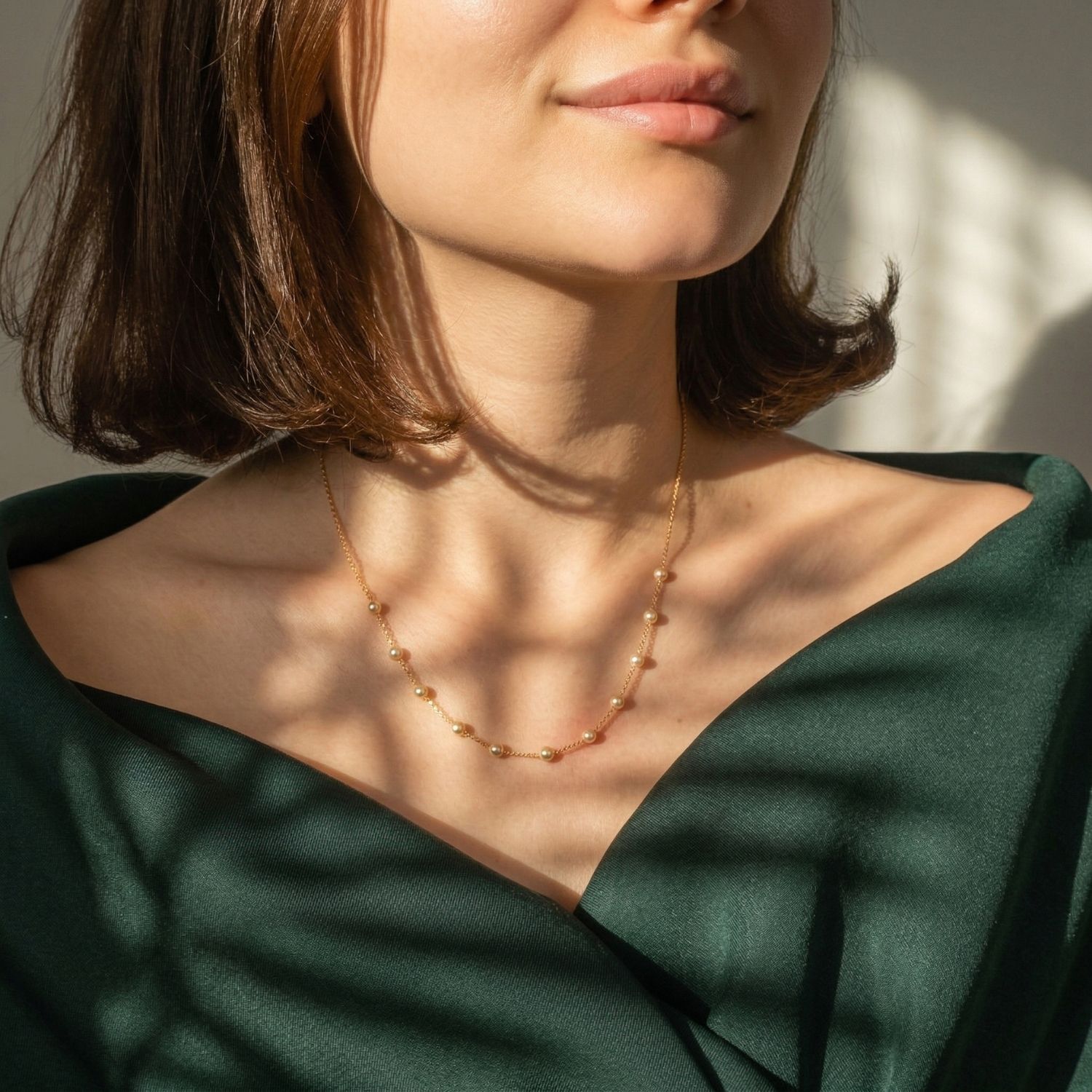 Gold 18ct Gold Vermeil Plated Essential Pearl Necklace, Image 2 of 4