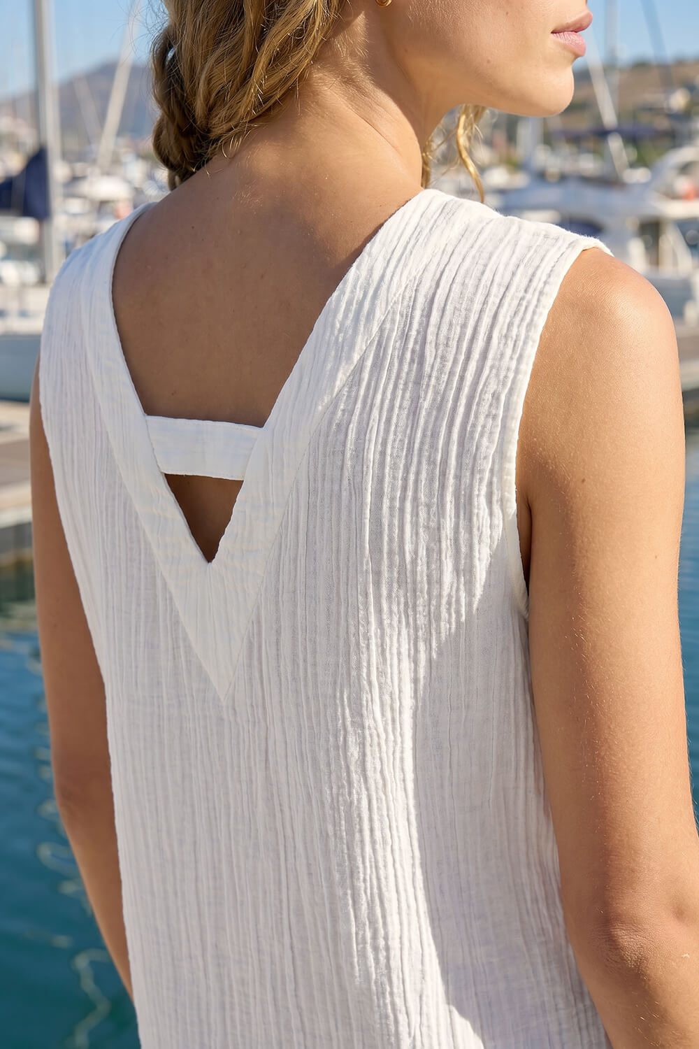 Ivory  V-Neck Button Detail Vest, Image 5 of 4
