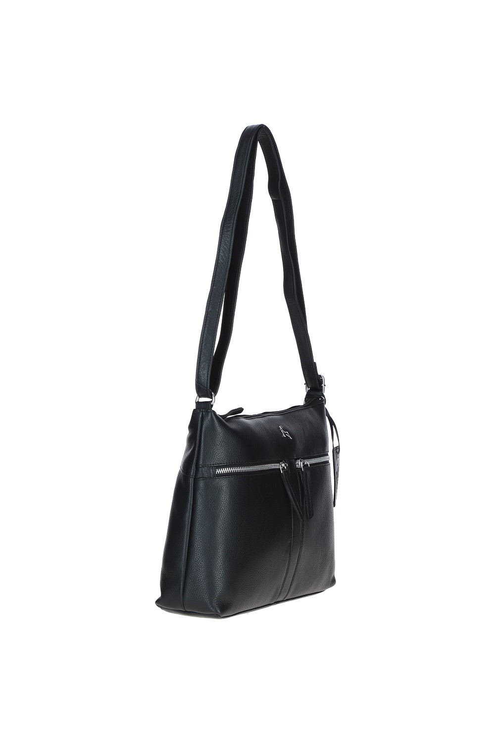 Black 'Mourne' Sleek Real Leather Shoulder Bag, Image 3 of 5