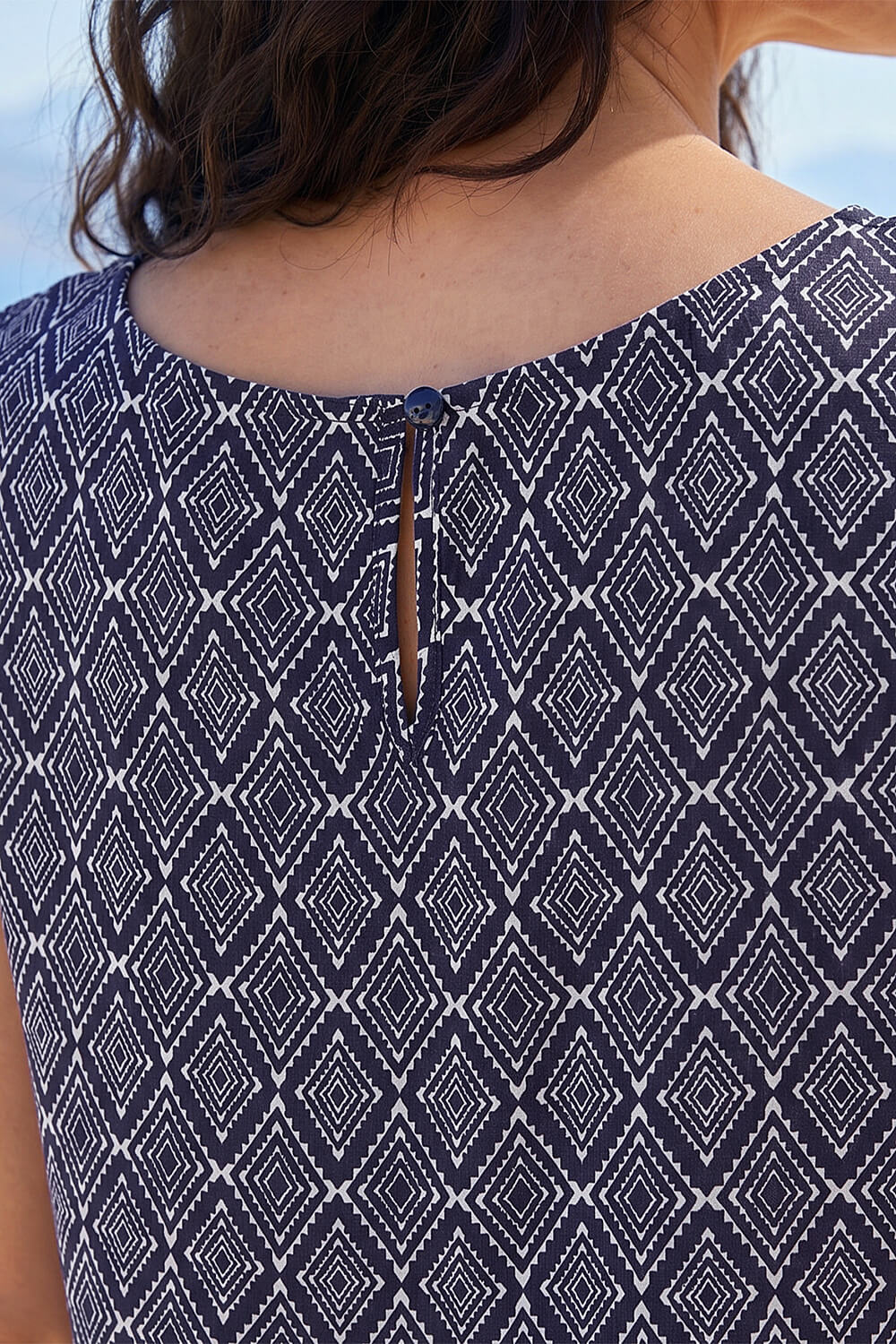 Navy Classic Diamond Shell Top, Image 5 of 4