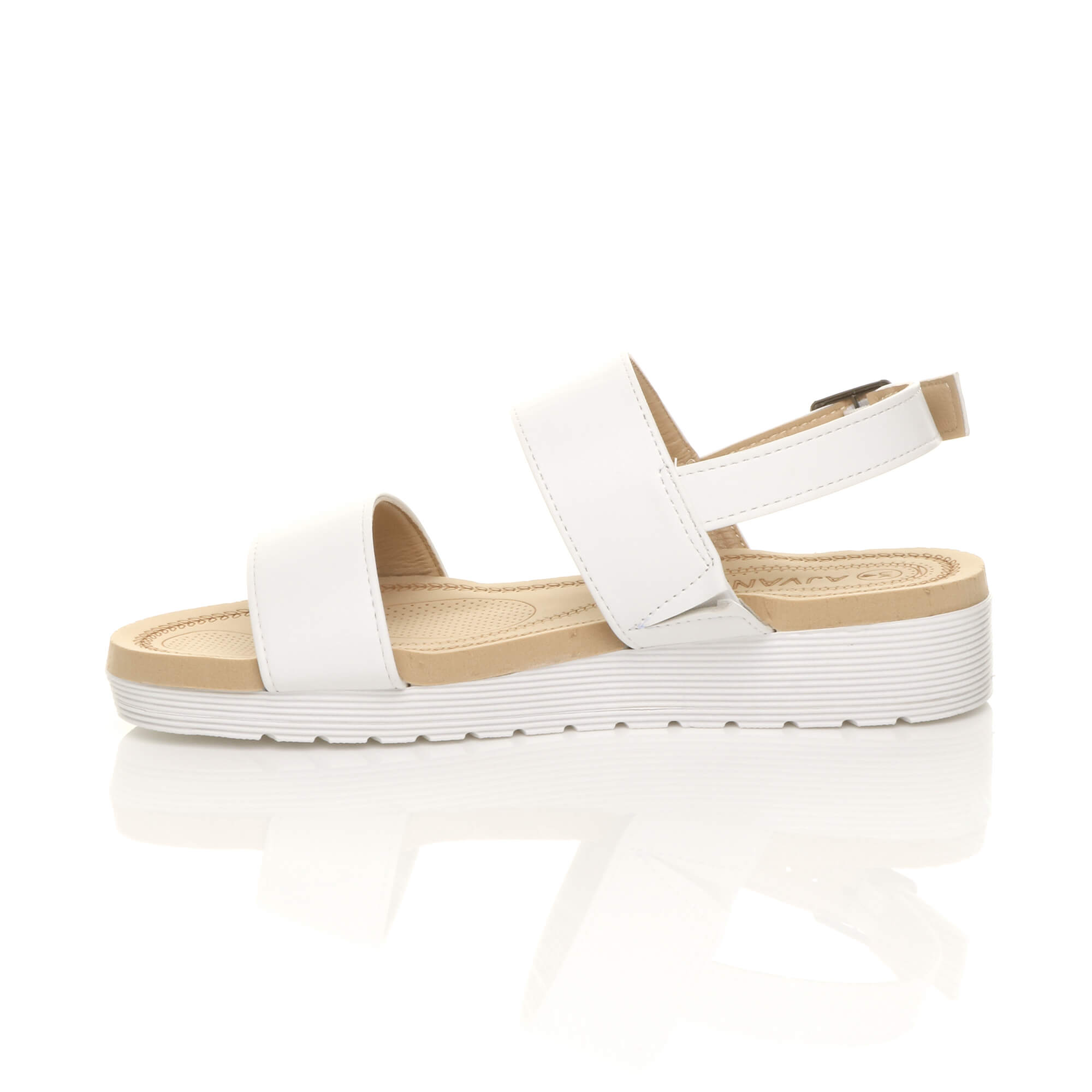 White AJVANI White Flatform Strappy Sandals, Image 3 of 6