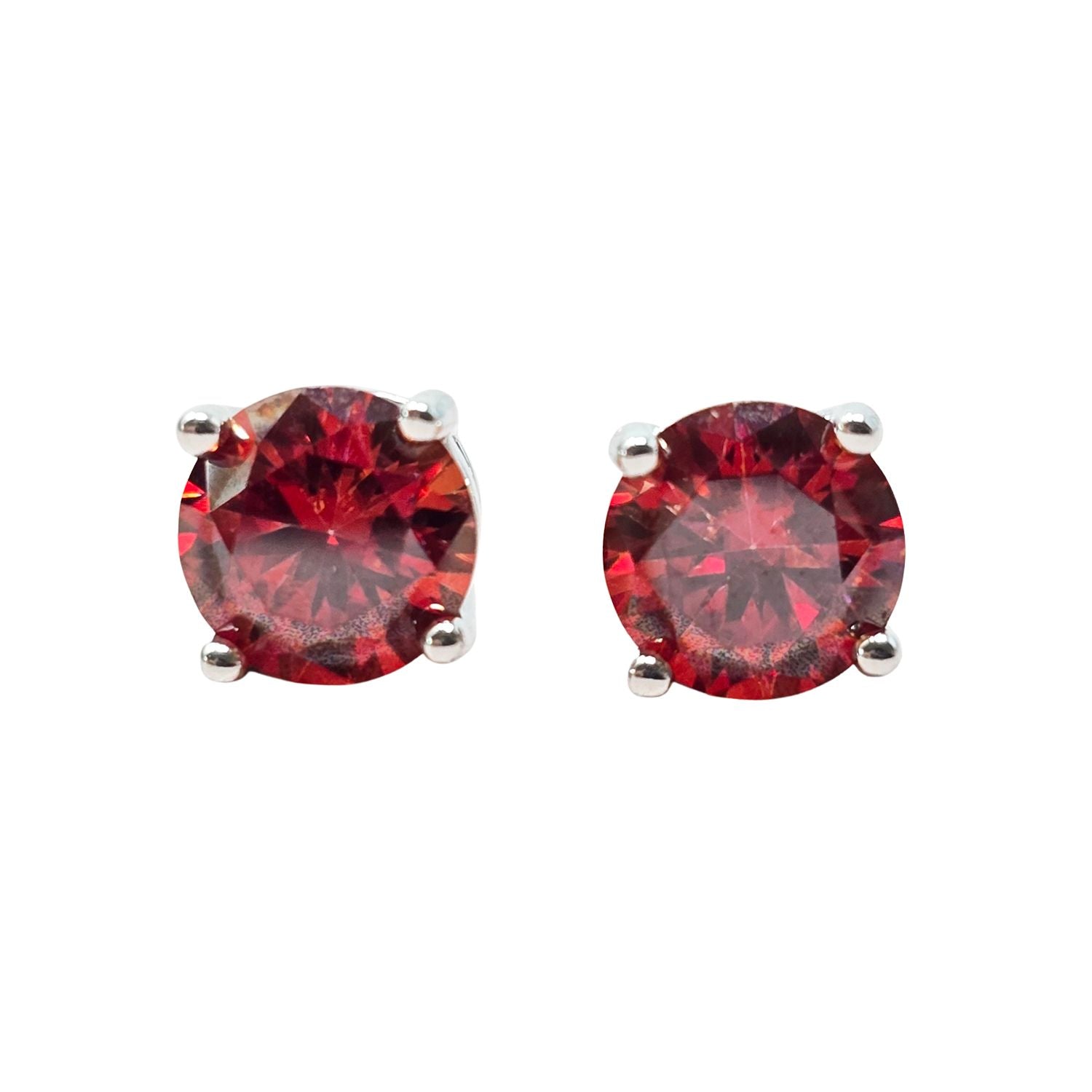 Red Ruby Moissanite Crystal Sterling Silver Earrings
