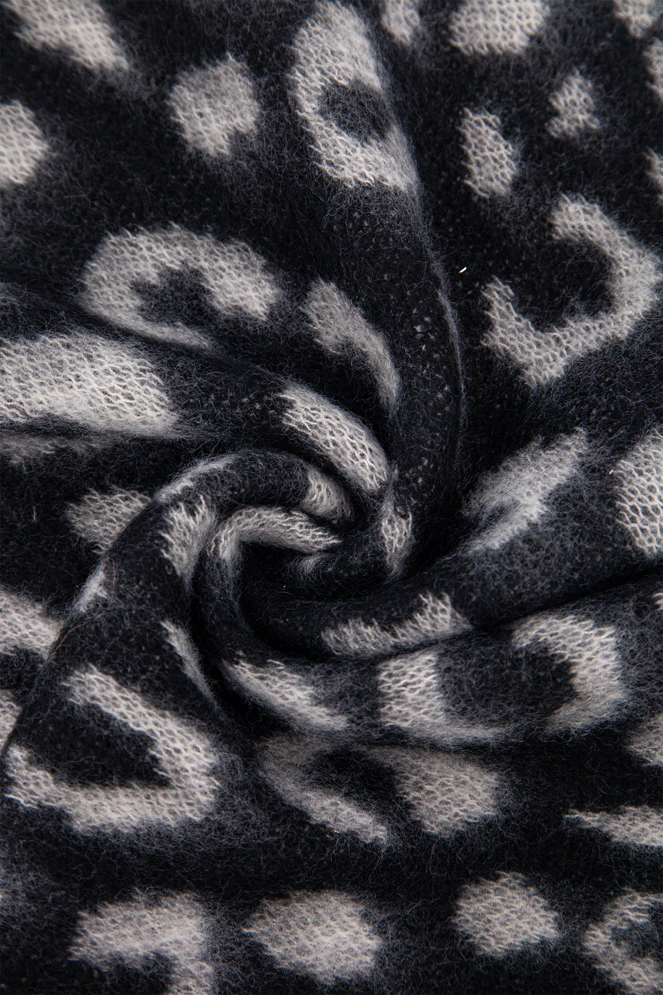 Black Asymmetric Leopard Winter Scarf, Image 2 of 4