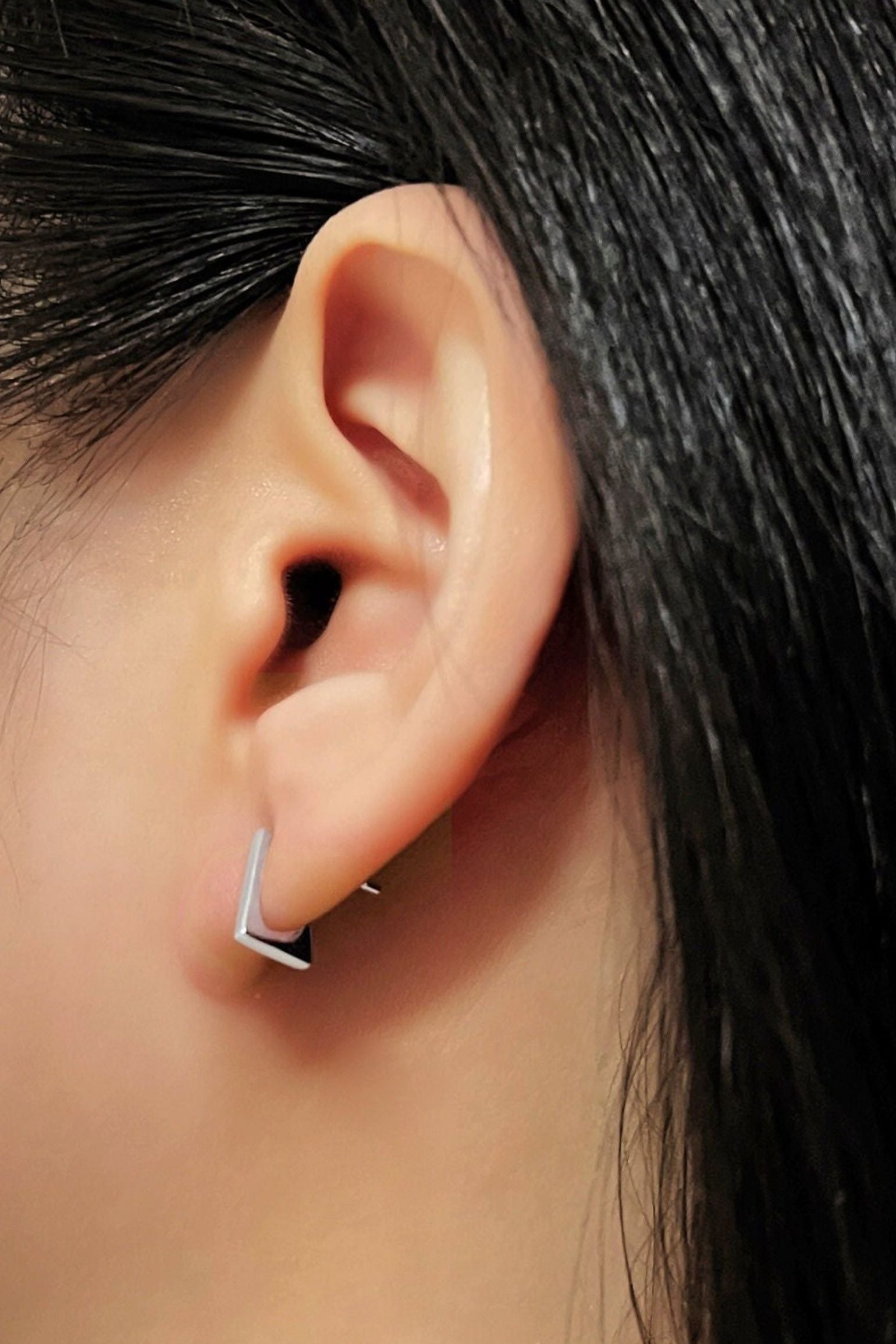 Silver Sterling Silver Geometic C-Cut Studs, Image 2 of 2