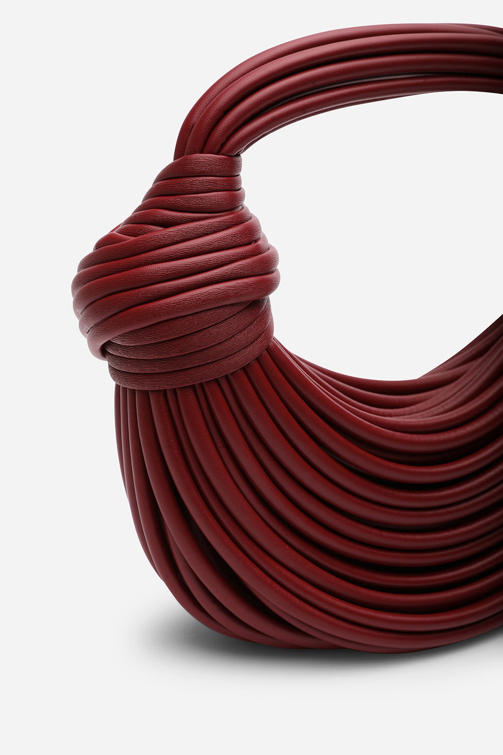 Maroon Blossom Curved Metallic Shoulder Bag, Image 4 of 6