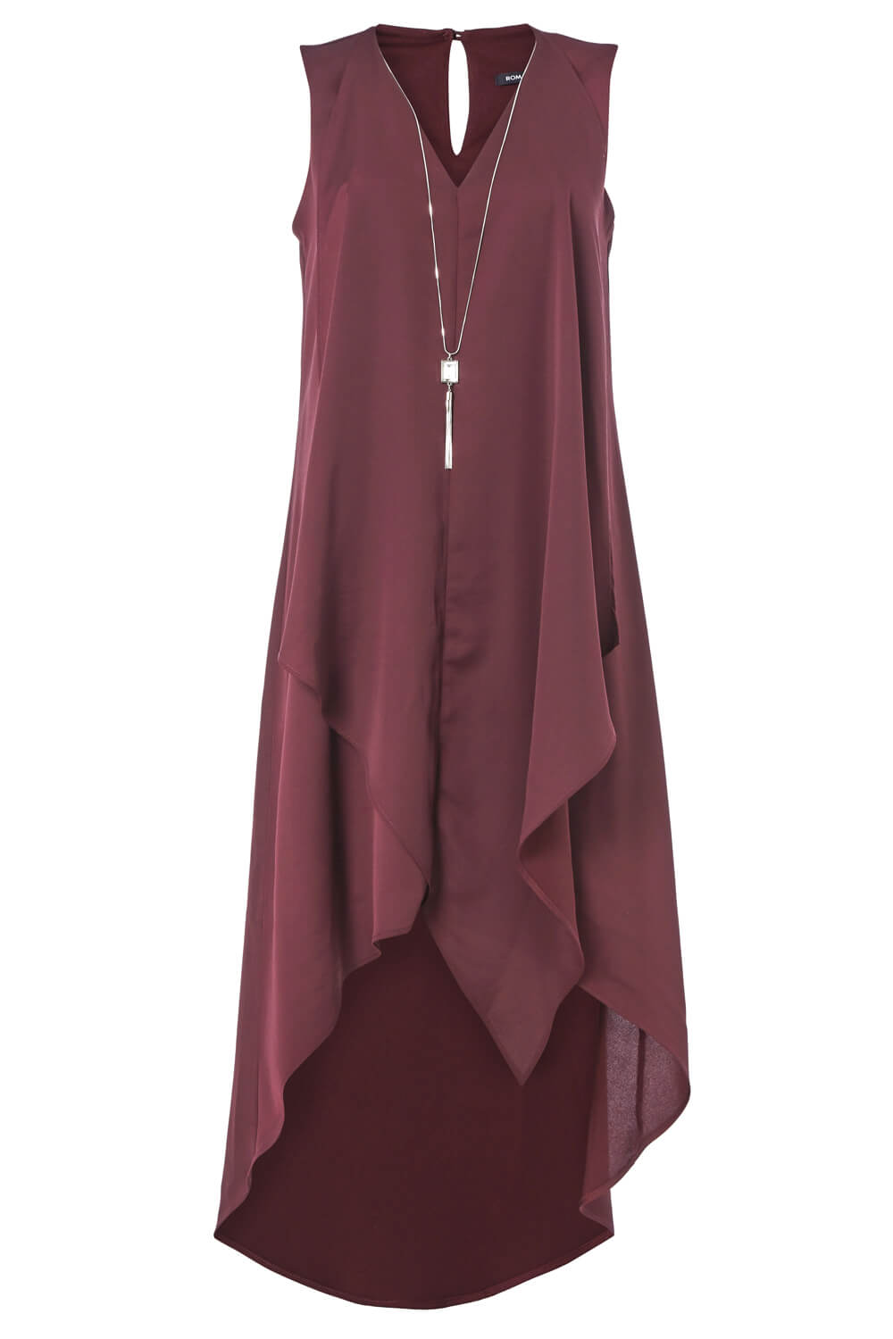Plum Satin Necklace Trim Swing Dress, Image 5 of 4