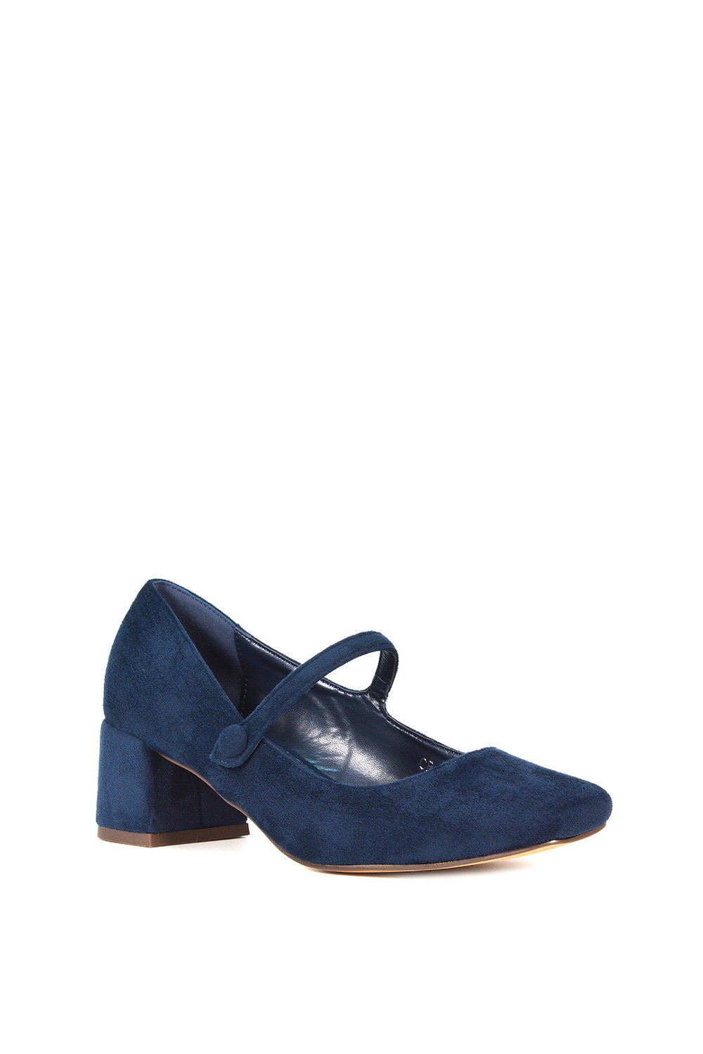 Navy XY LONDON Navy 'Leneka' Mary Jane Low Block Heel Court Shoes, Image 2 of 6