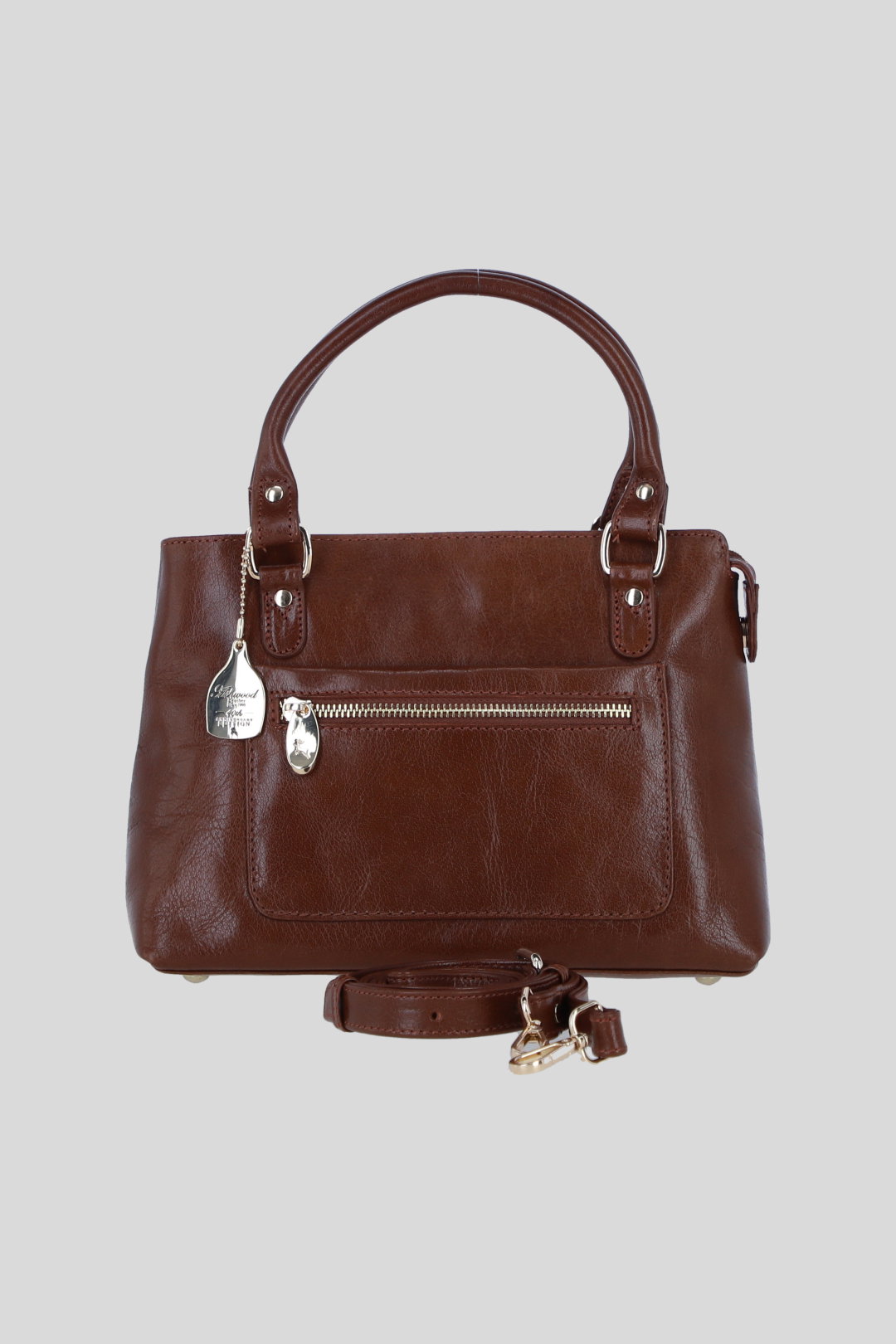 Tan Real Leather Handbag with Detachable Crossbody Strap, Image 1 of 4