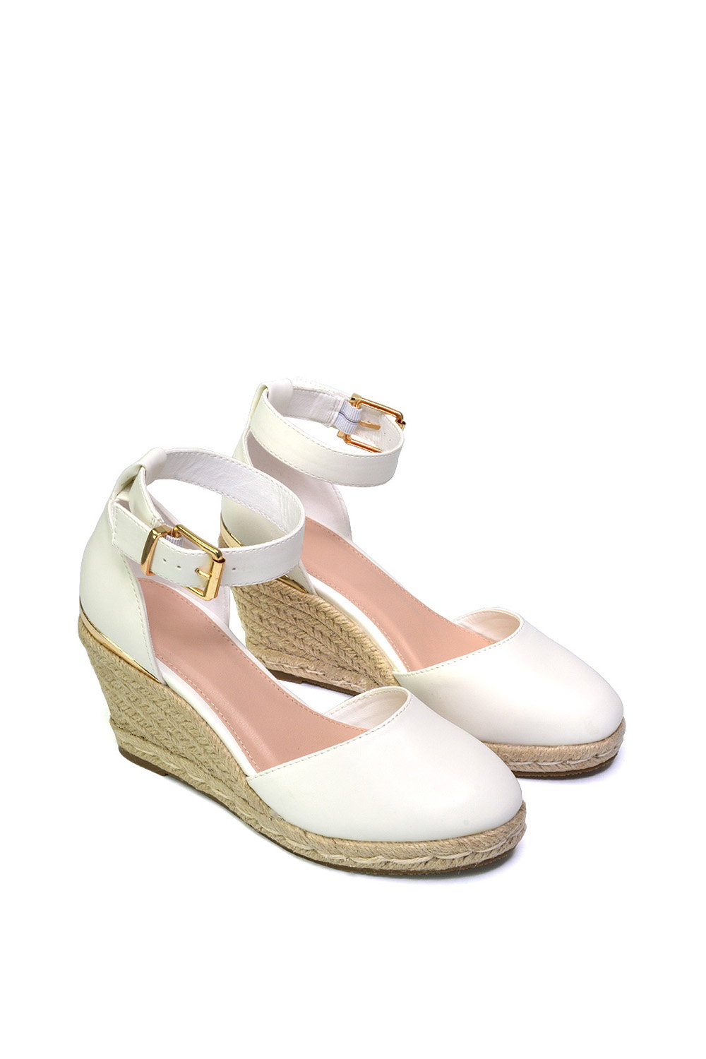 White 'Forest' Closed Toe Espadrille Wedge Heel Sandals, Image 5 of 5