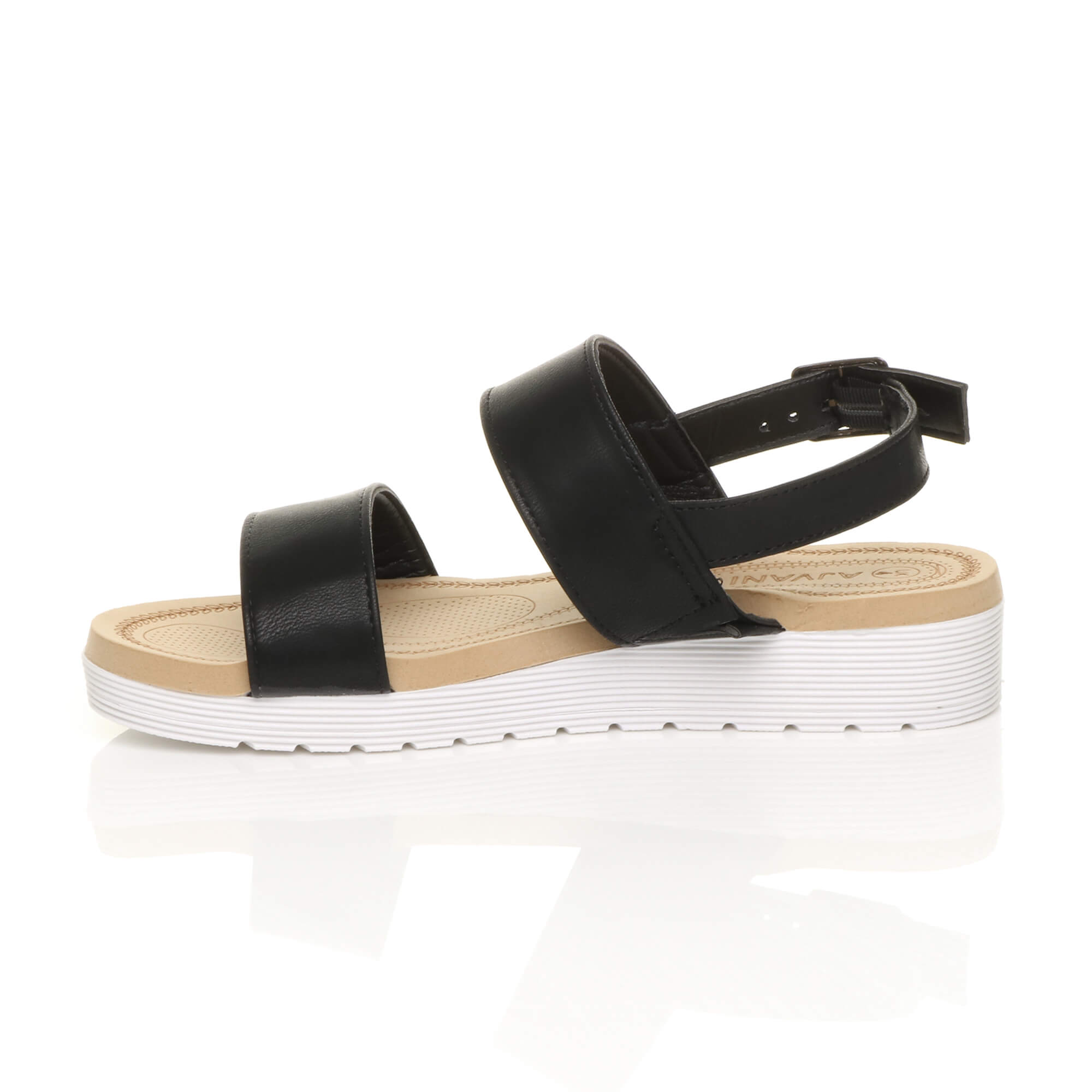Black AJVANI Black Flatform Strappy Sandals, Image 3 of 6