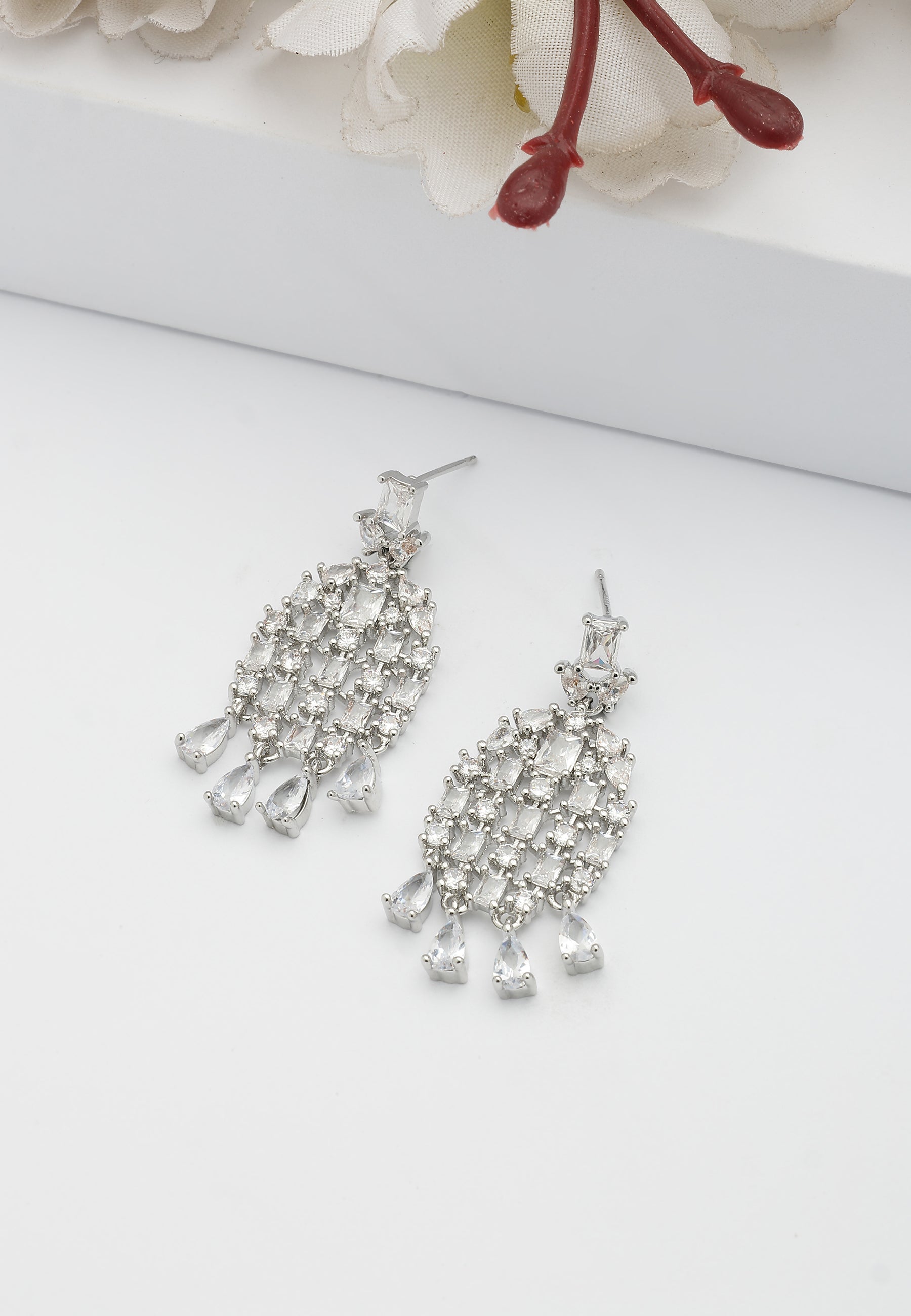 Silver Dewdrop Classy Earrings, Image 2 of 5