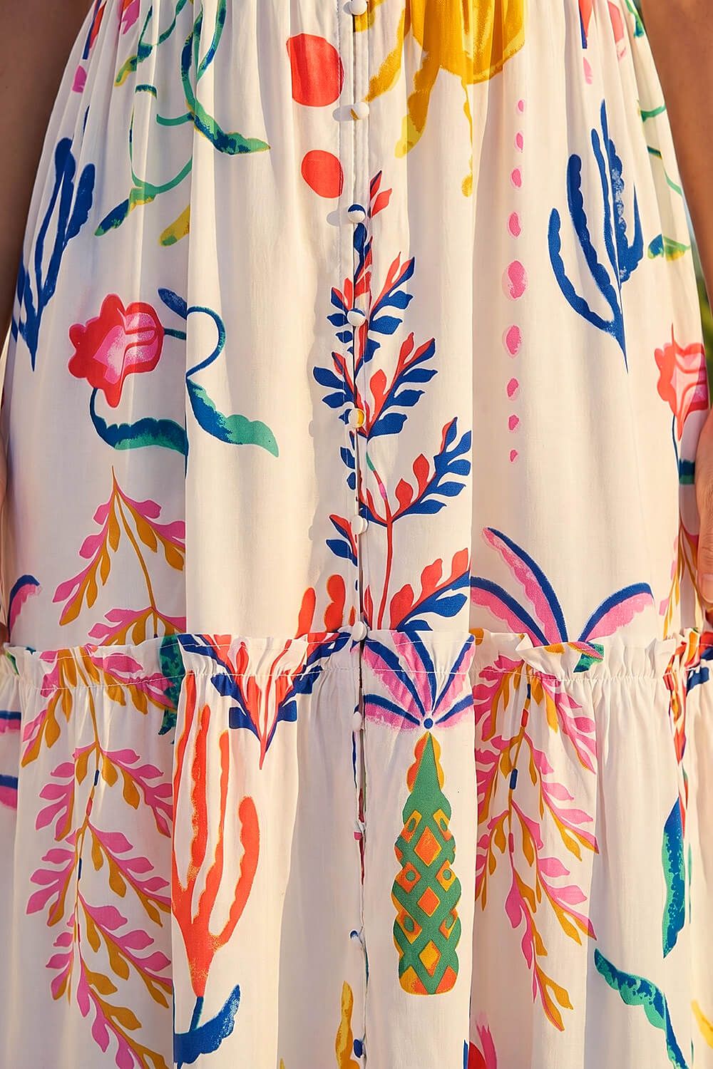 Ivory  Petite Print Strappy Button Front Dress, Image 5 of 4