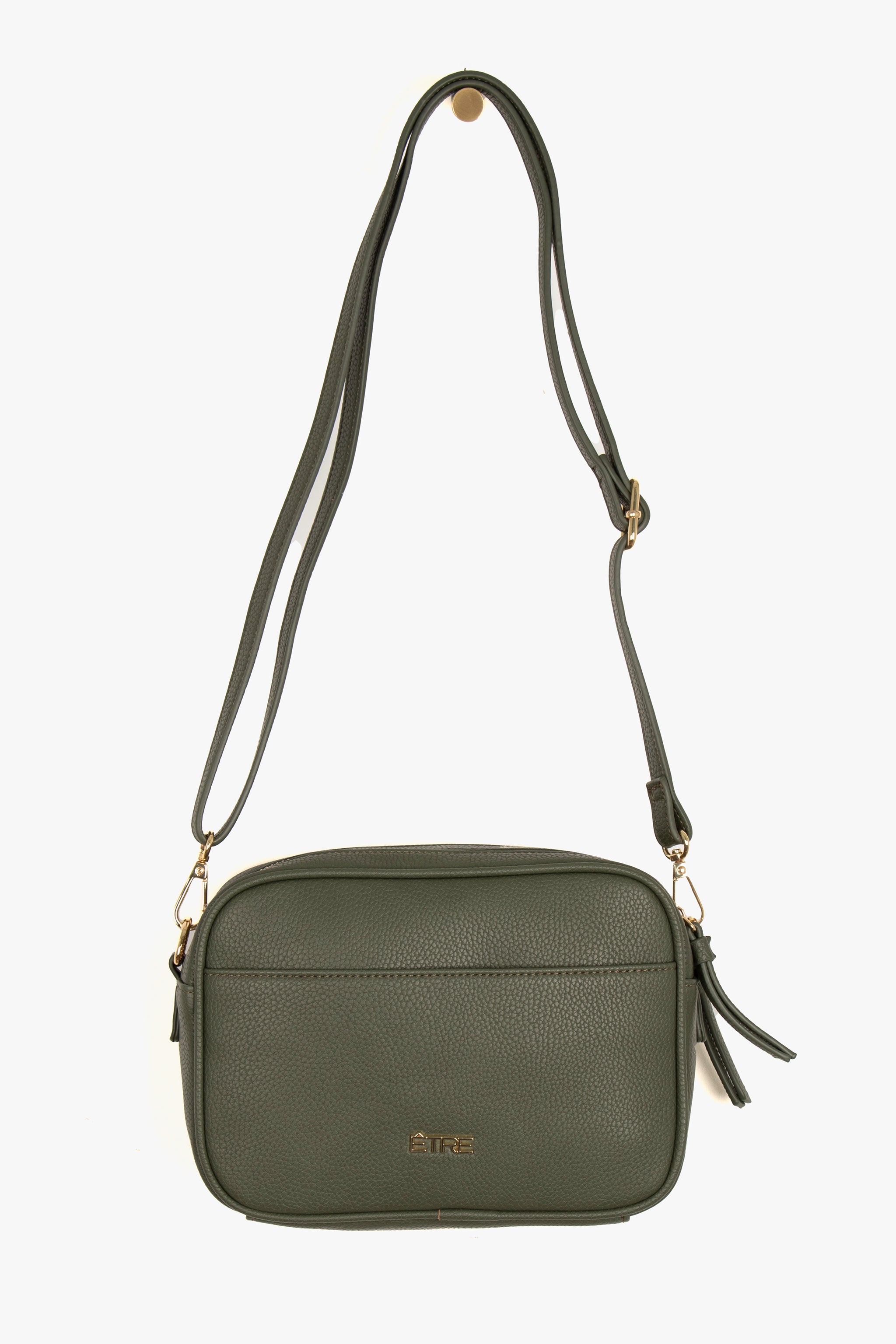Khaki Etre Khaki Faux Leather Crossbody Camera Bag, Image 1 of 3