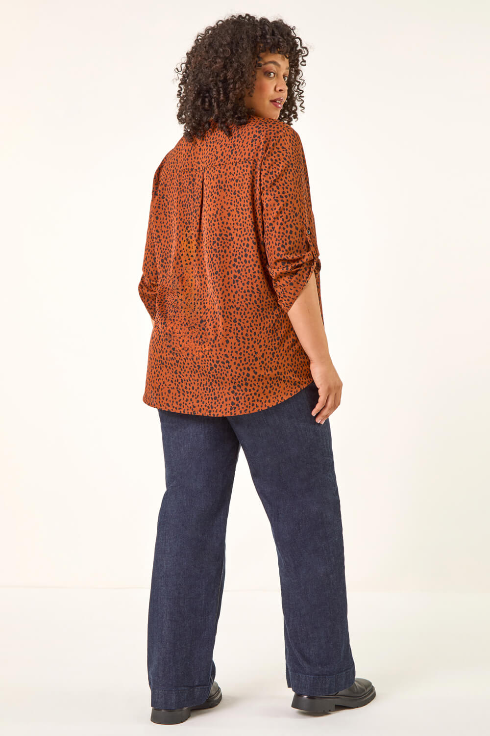 Rust Curve Spot Print Tunic Top, Image 4 of 5