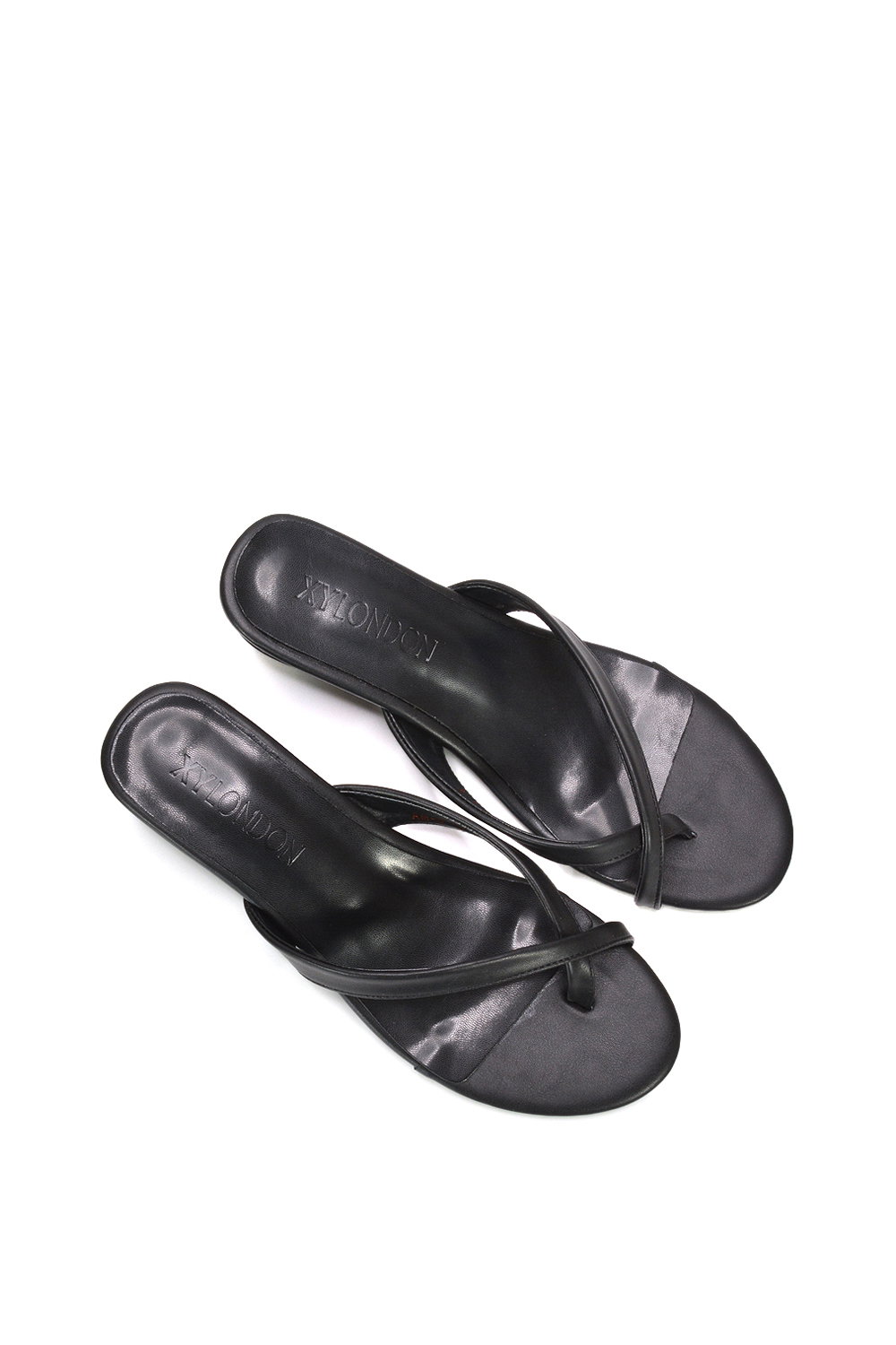 Black 'Rosa' Mid Wedge Heel Sandal Mules With Toe Post, Image 6 of 6