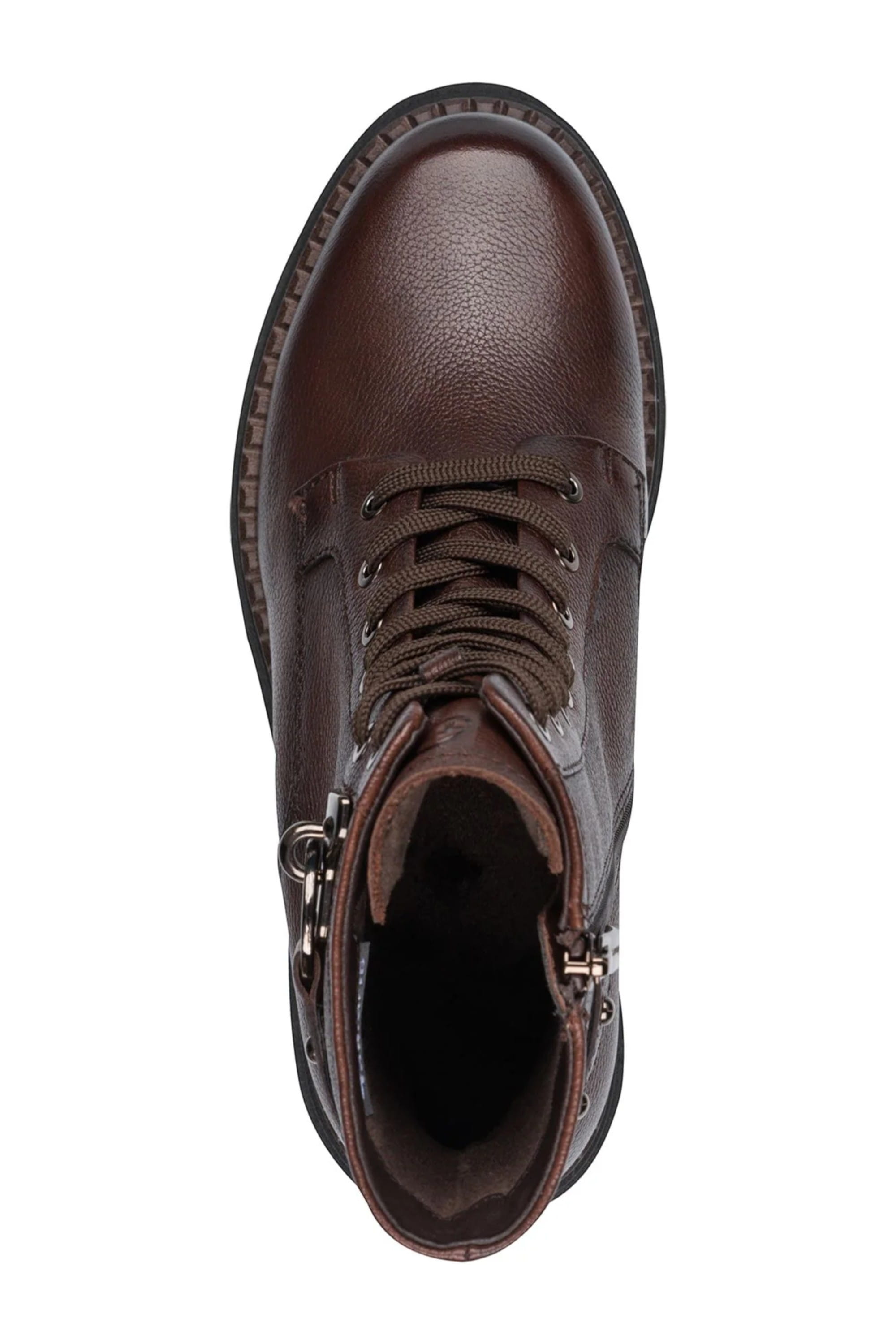 Brown Tamaris Brown Tamaris Womens Brown Leather Combat Boot, Image 5 of 6