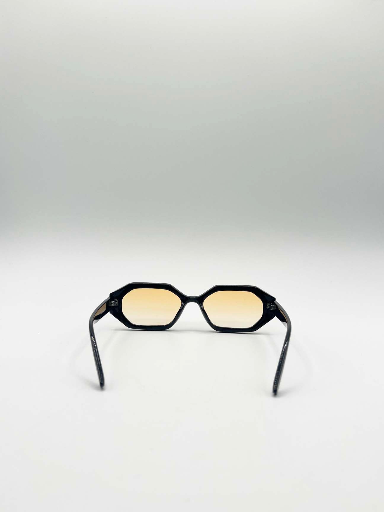 Black Oval Geomentric Sunglasses in Black Orange, Image 6 of 6