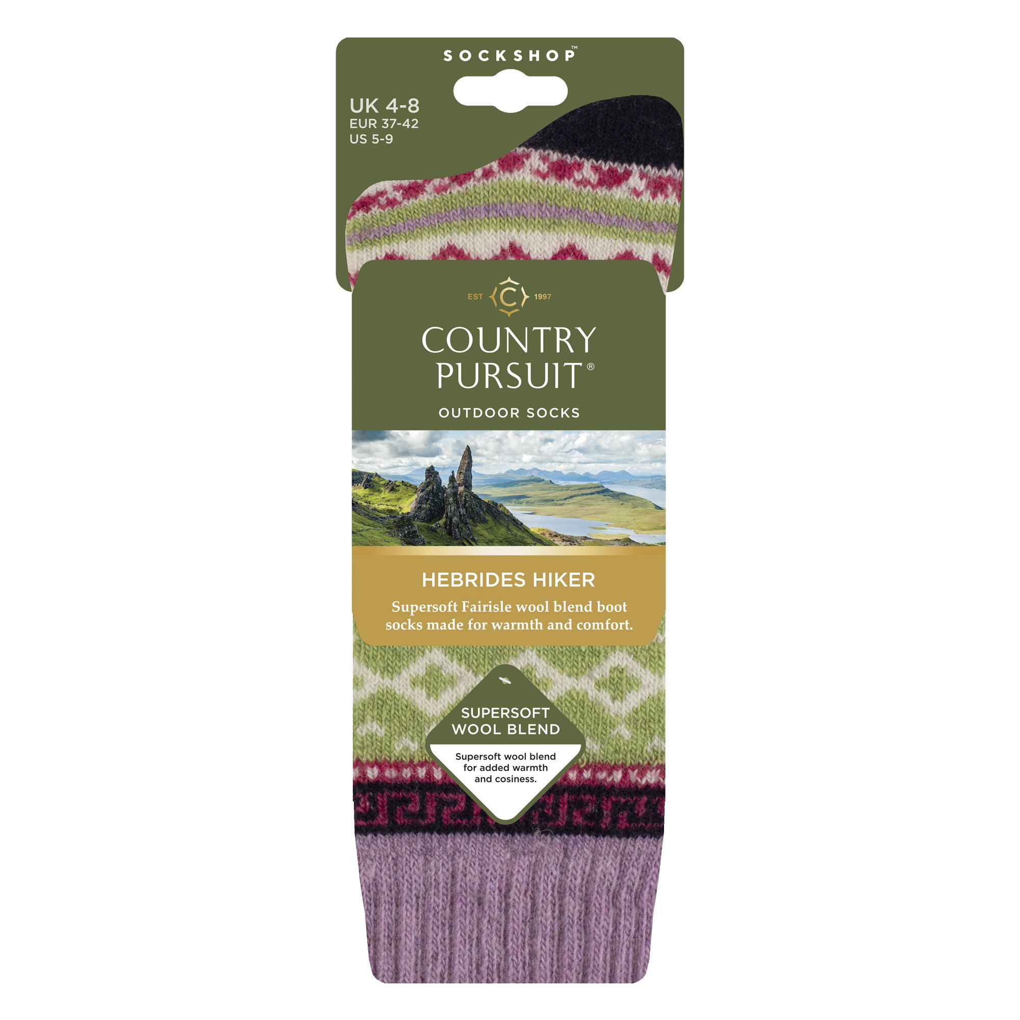 Purple Wool Blend Cushioned Hiking Boot Socks, Image 3 of 3
