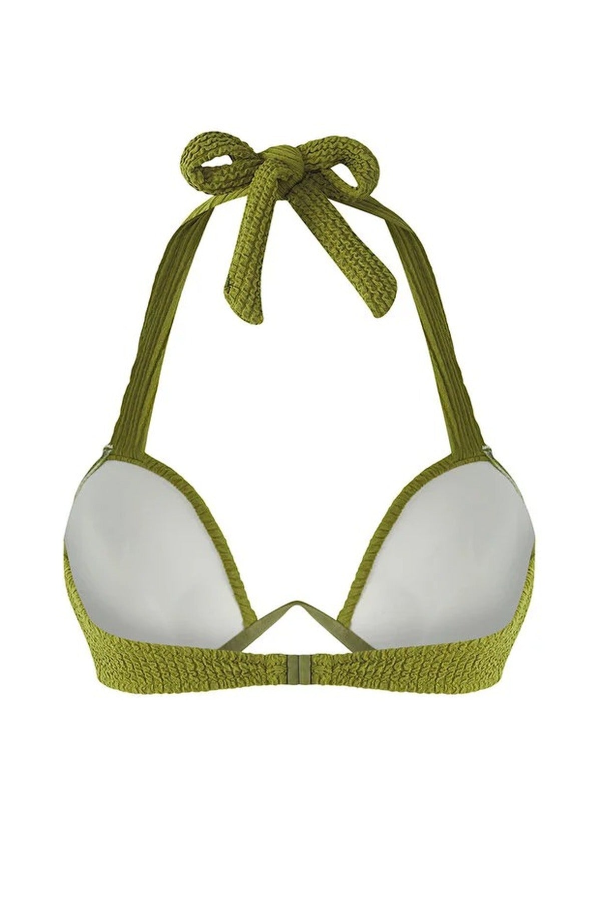 Khaki WOVCOR Khaki Textured V-Wire Balconette Bikini Top, Image 3 of 4