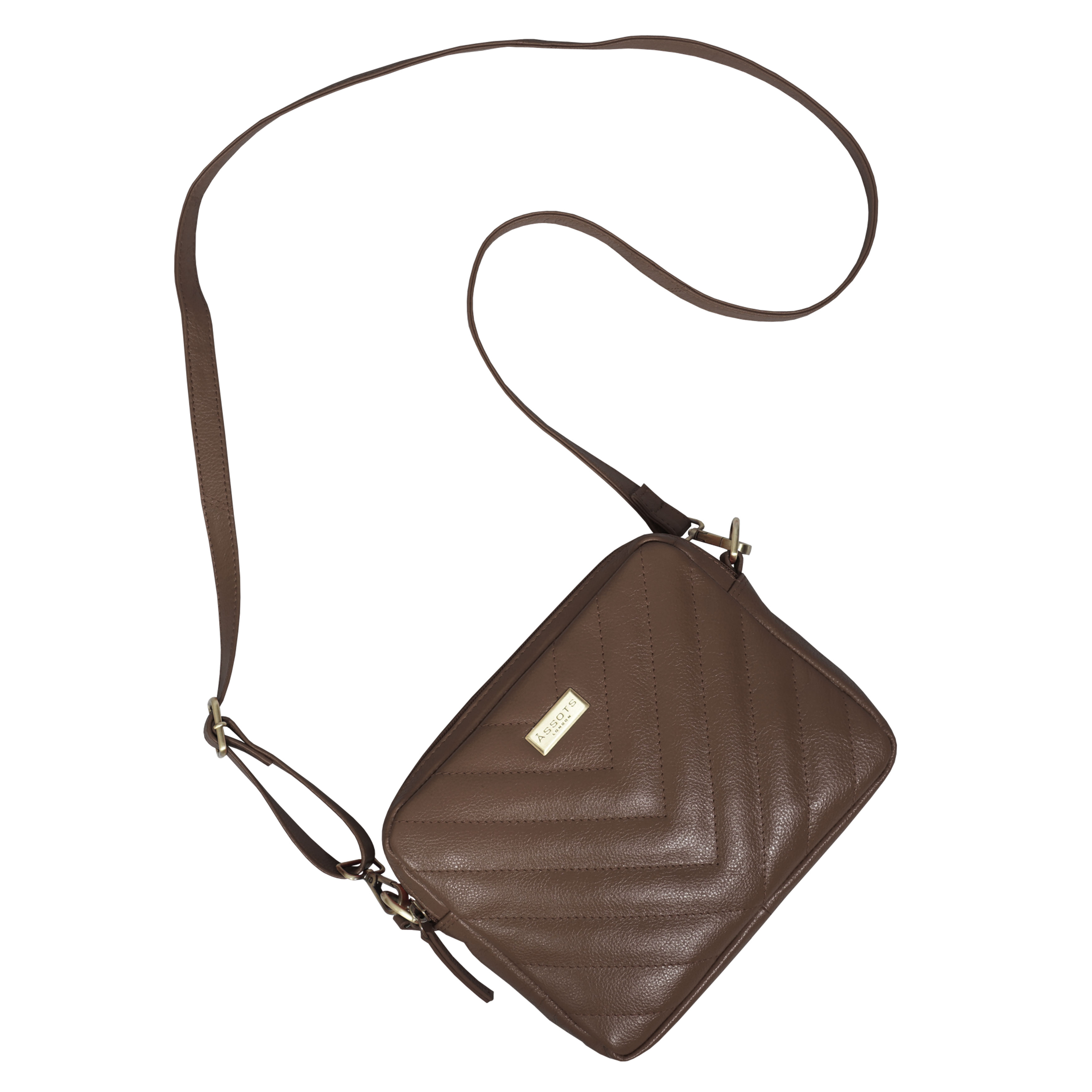 Tan 'IRIS' Quilted Soft Pebble Grain Leather Crossbody Bag, Image 4 of 6