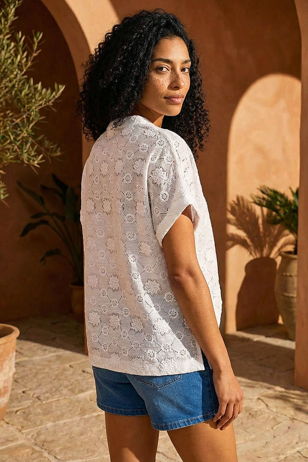 Ivory Textured Boxy Tee, Image 4 of 4