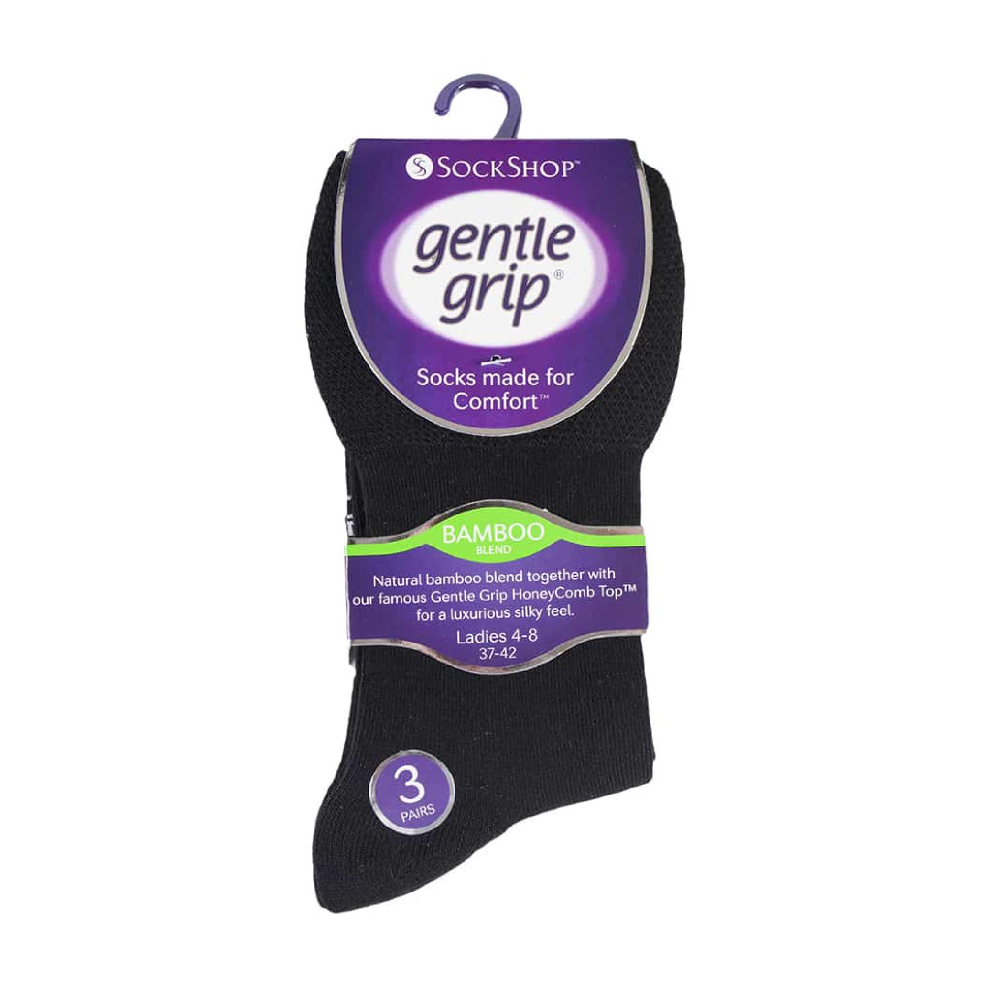 Black 6 Pack Non Elastic Loose Top Bamboo Socks, Image 5 of 5