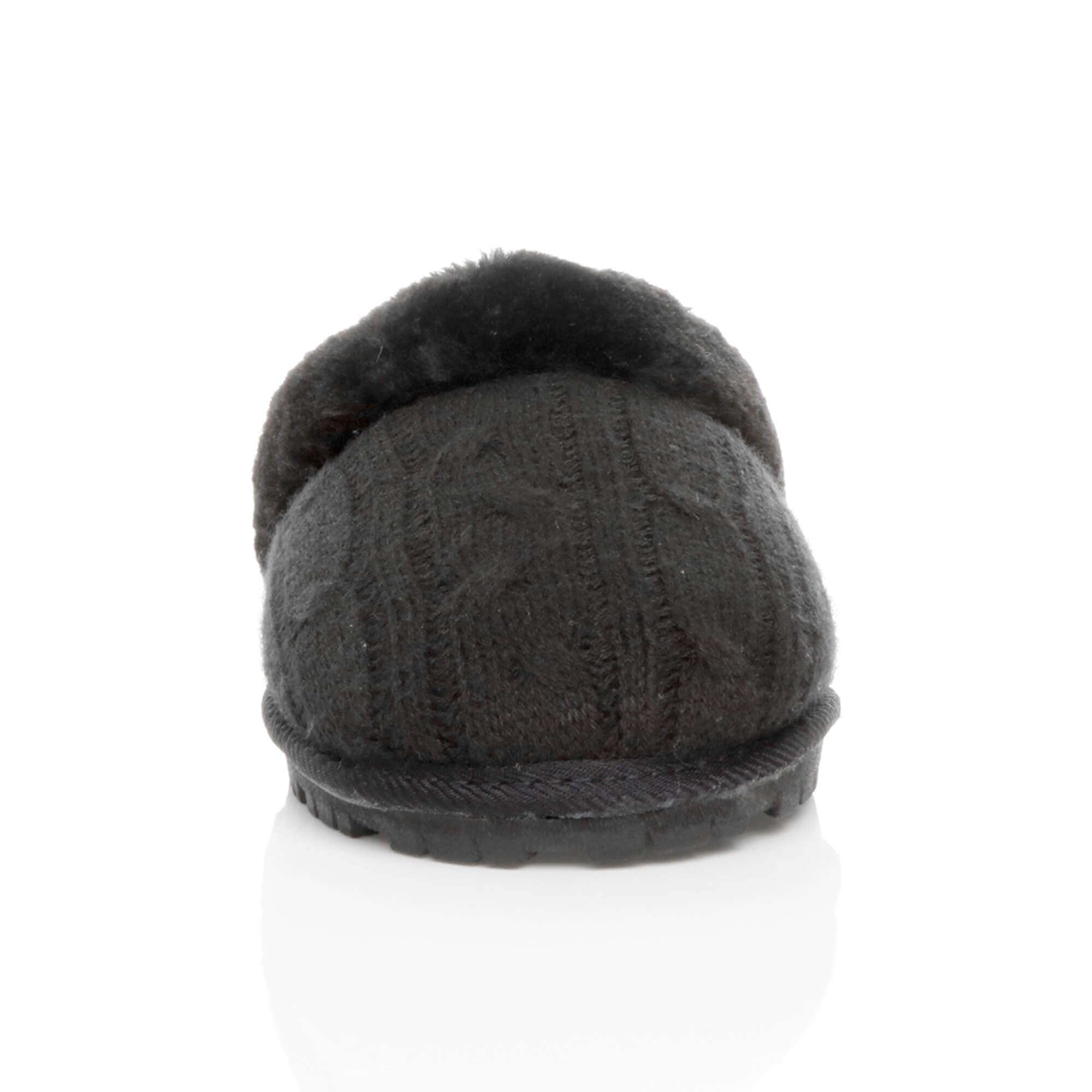 Black AJVANI Black Faux Fur Lined Slip On Memory Foam Mules Slippers, Image 5 of 5
