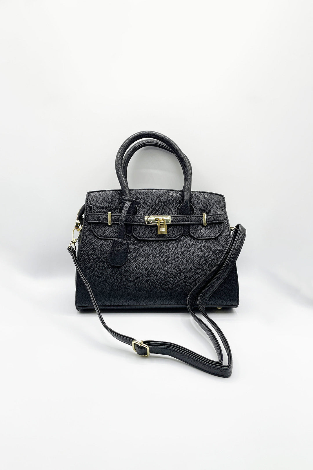 Black Top Handle Satchel Handbag, Image 2 of 5