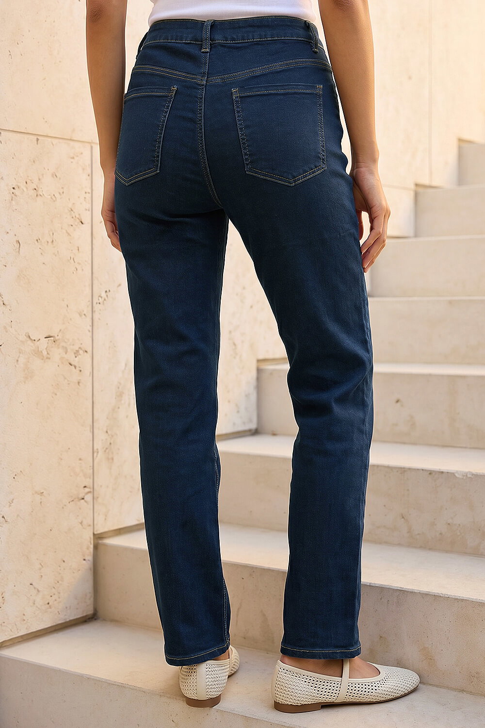 Indigo Straight Leg Stretch Jeans, Image 4 of 4