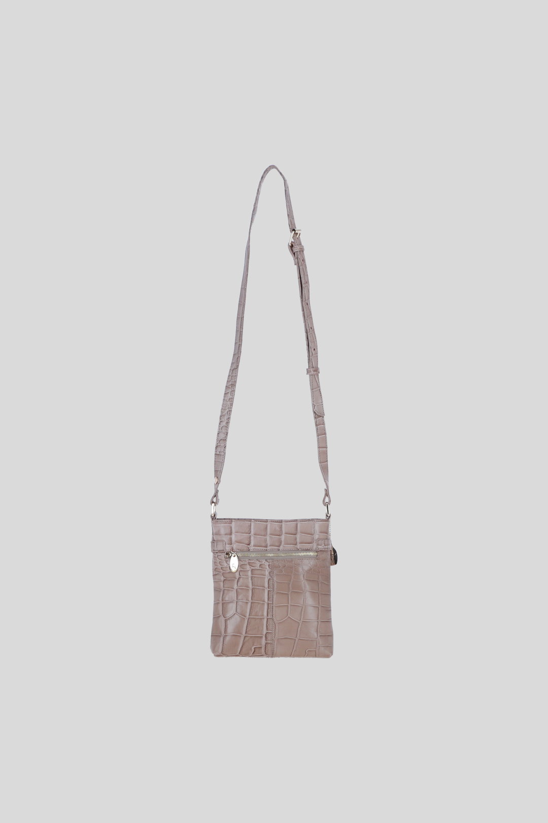 Grey Real Leather Crossbody Bag with Adjustable Strap, Image 4 of 5