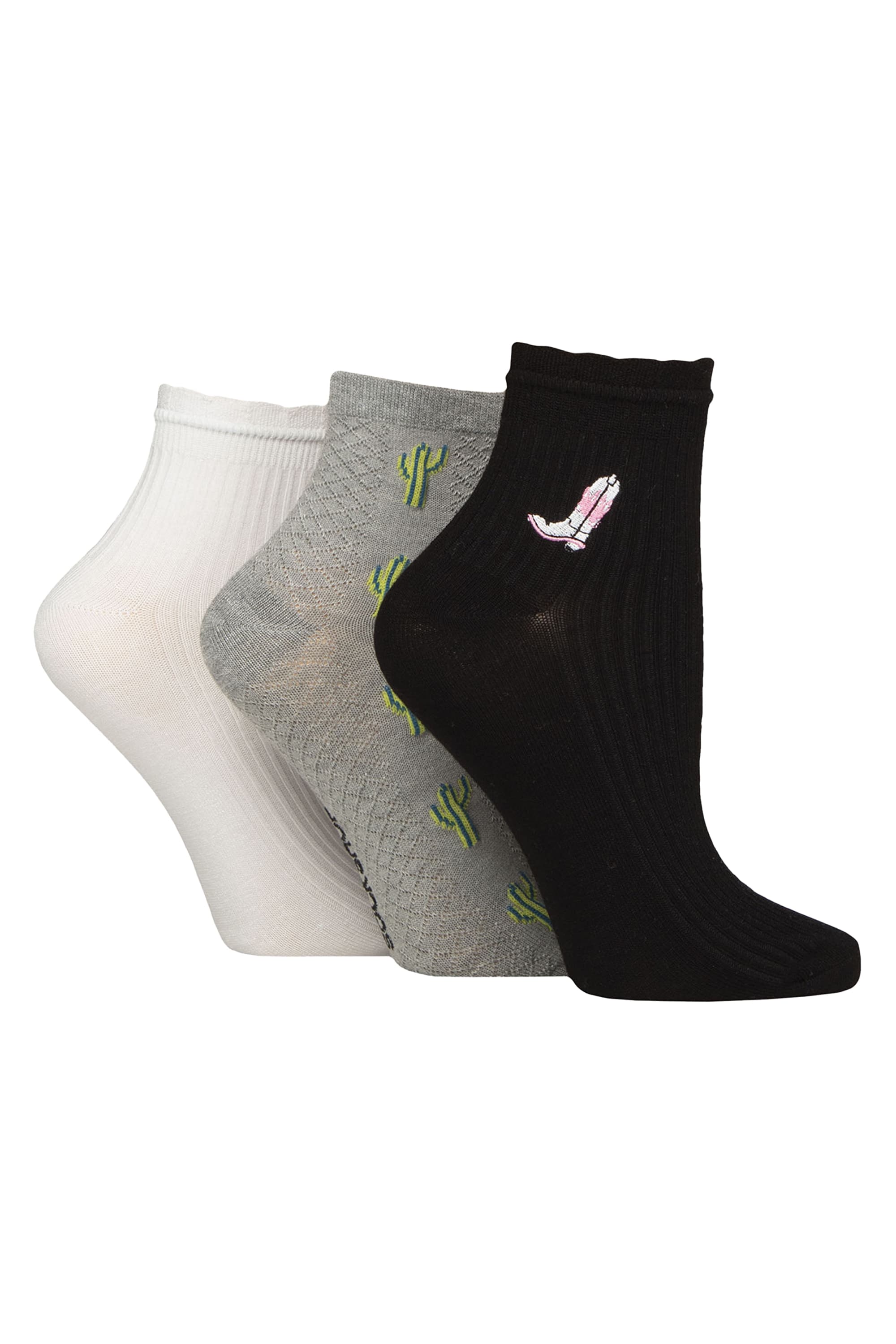 Blue Fluorescent 3 Pack Ribbed Frill Soft Anklet Socks, Image 1 of 2