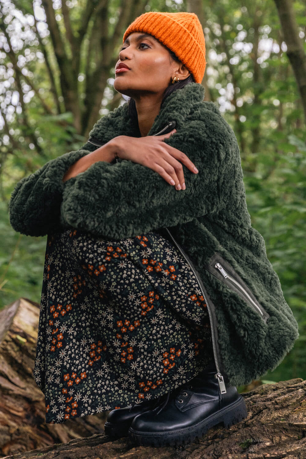 Green Teddy Borg Jacket, Image 1 of 7