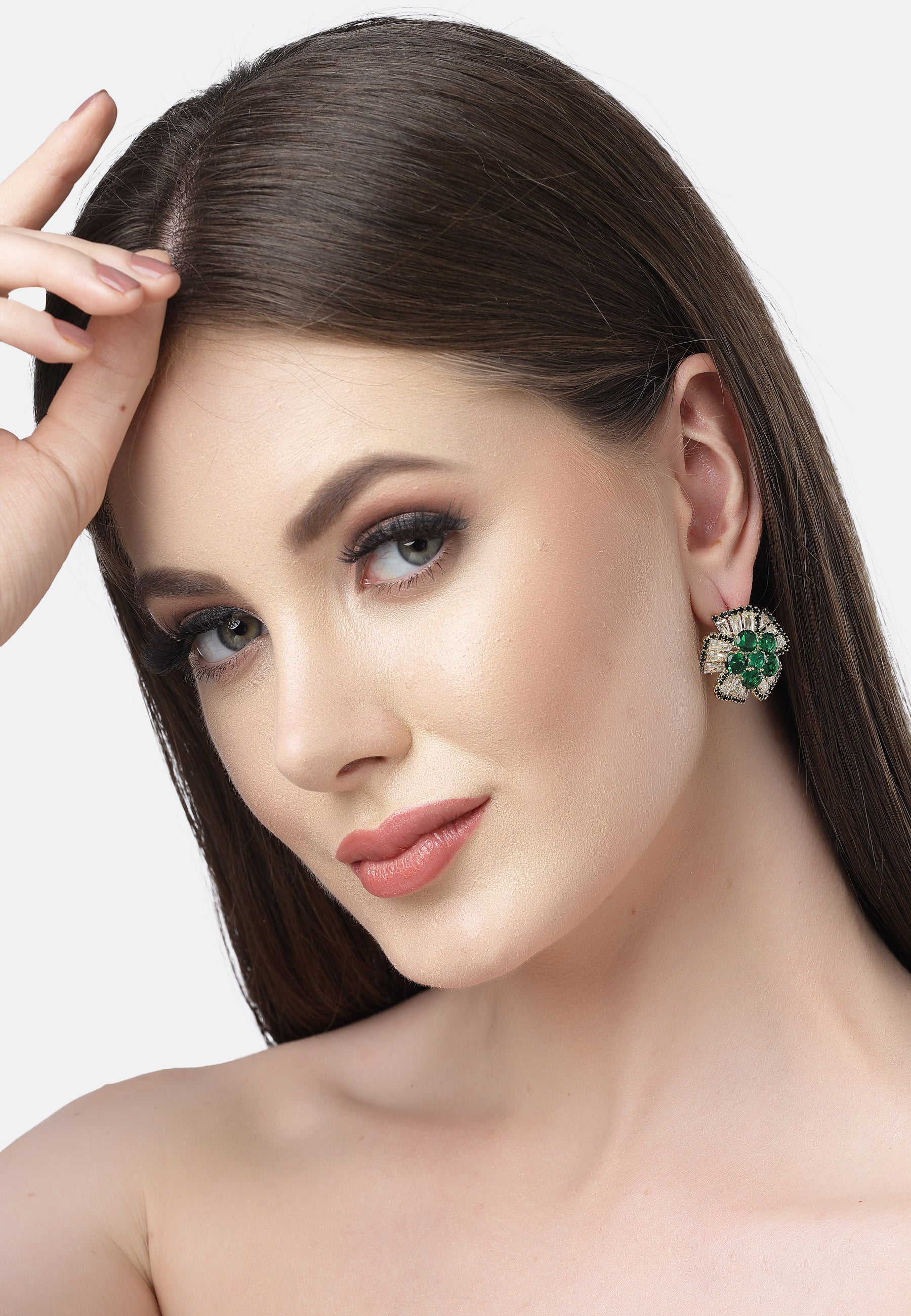 Green AVANT-GARDE PARIS Green Diva Collection Columbine Studs, Image 4 of 5