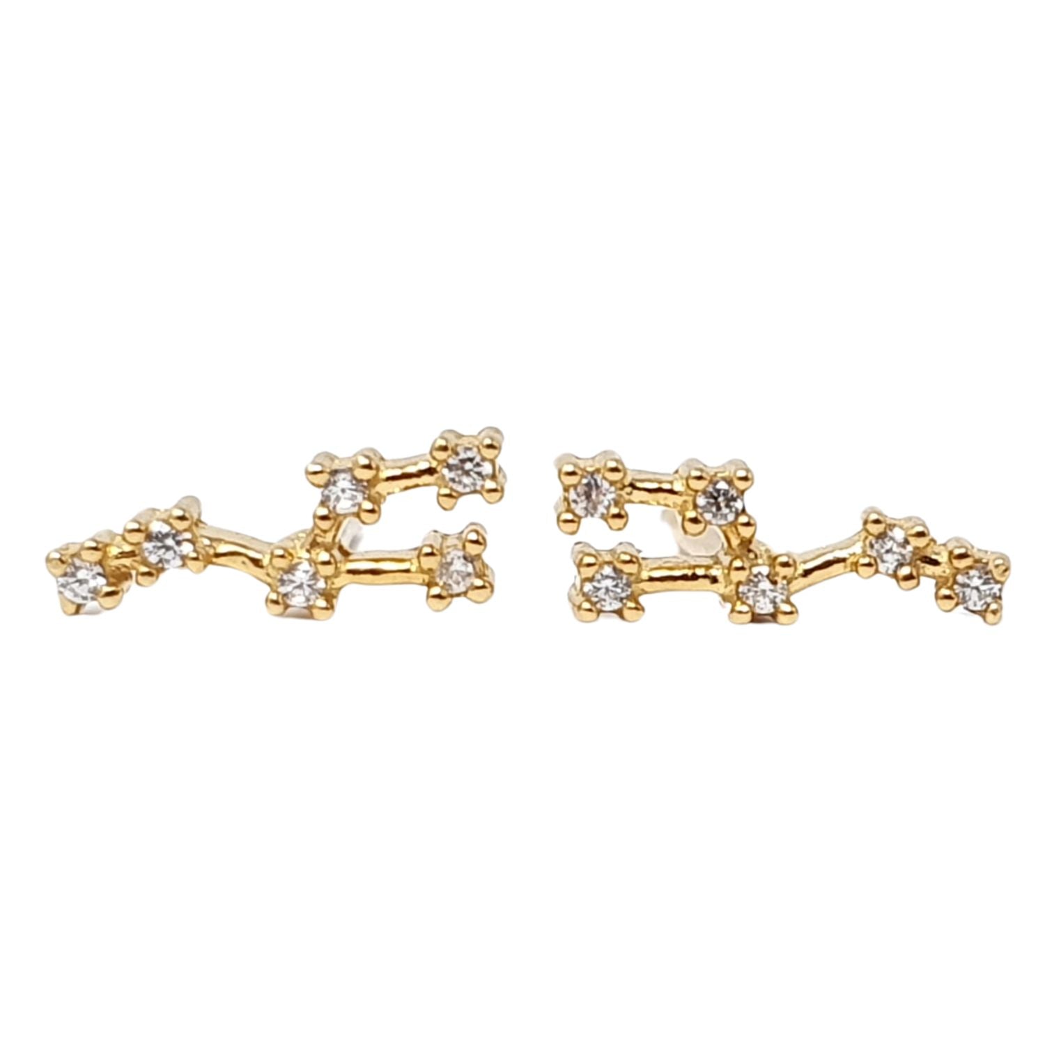 Gold Taurus Star Sign Constellation Astrology Tiny Earrings, Image 1 of 2