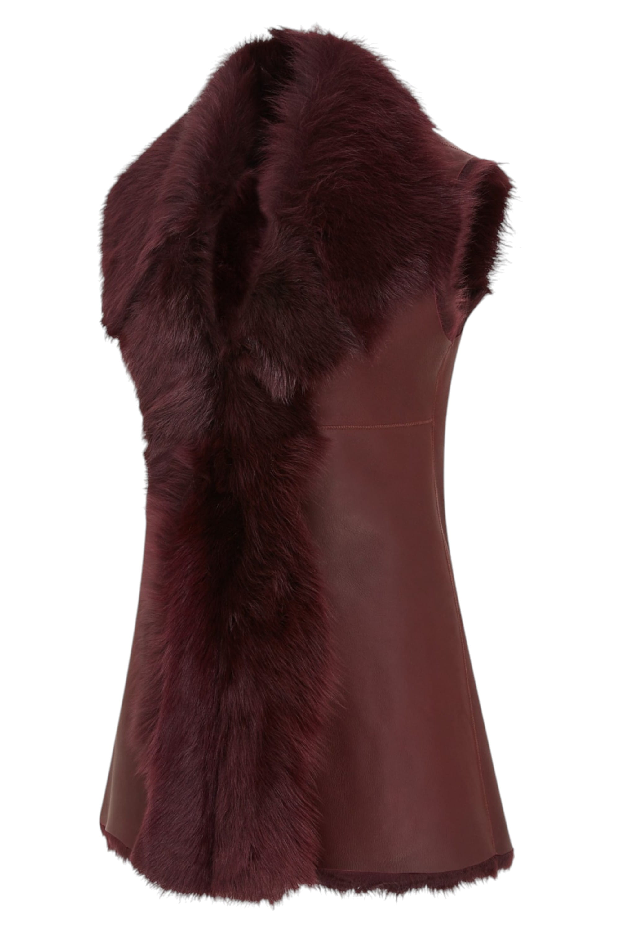 Burgundy Toscana Shearling Sheep Leather Gilet, Image 2 of 6