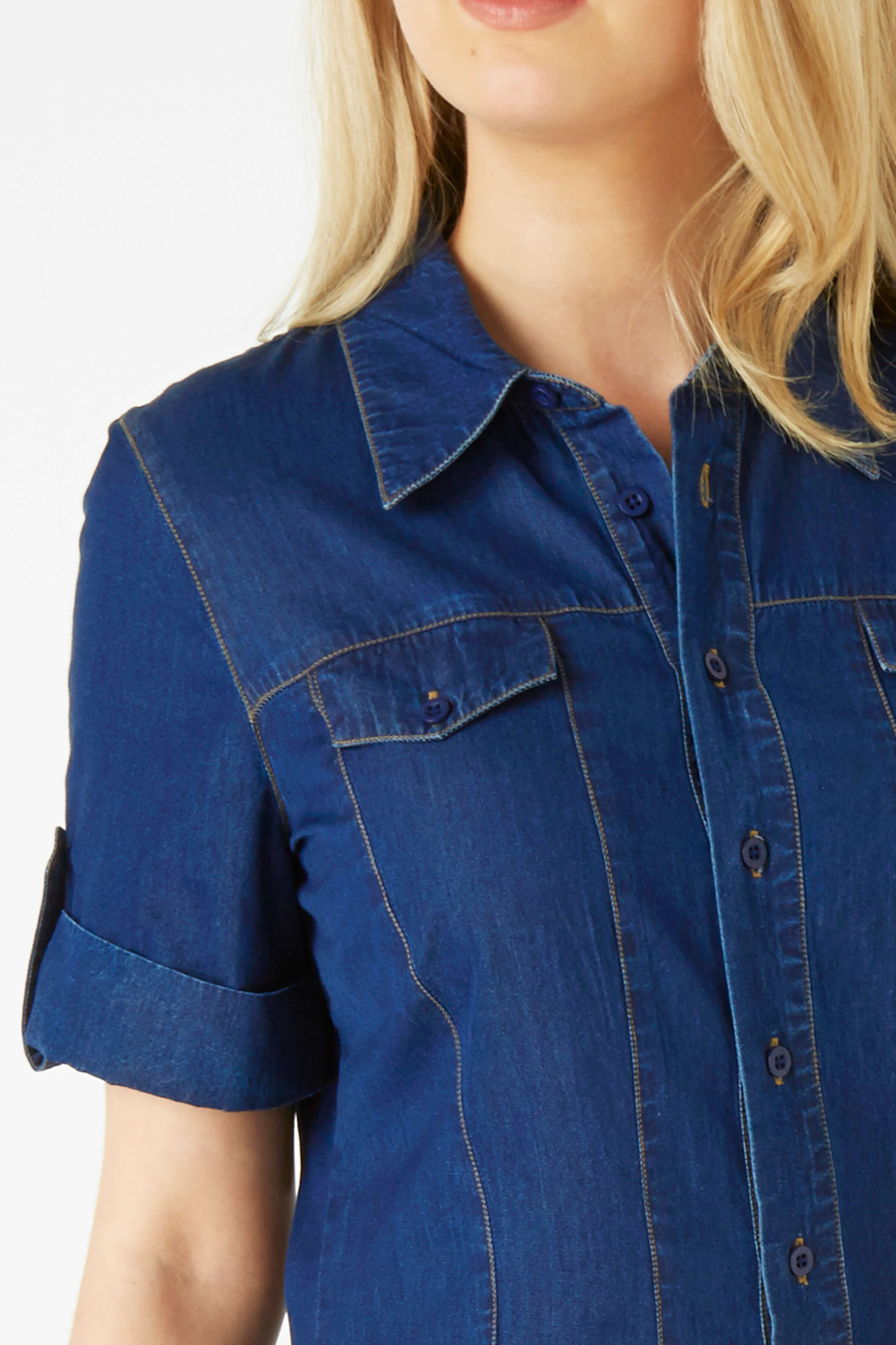 Denim Denim Shirt Dress, Image 4 of 5